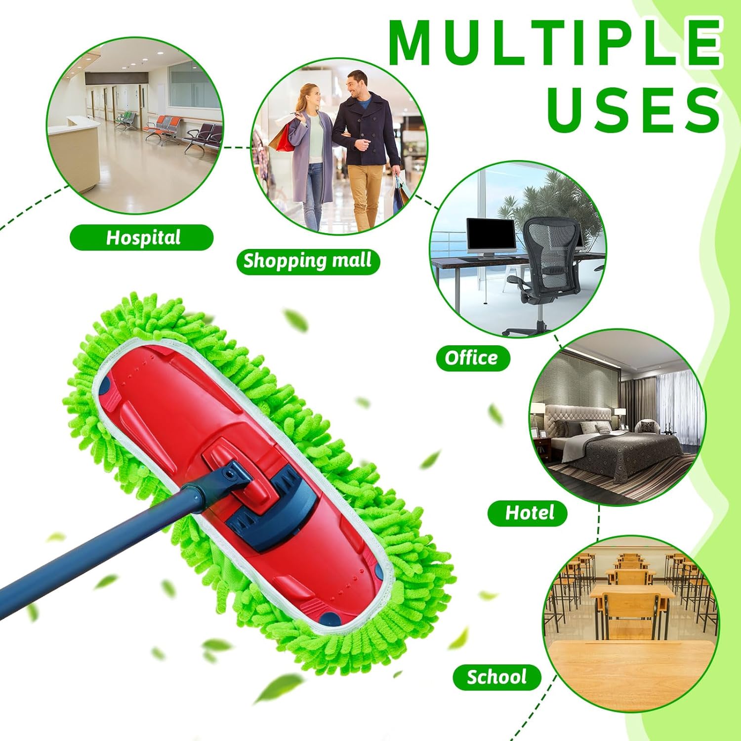 12 almohadillas reutilizables para fregona compatibles con Swiffer Sweeper Mop, almohadillas de microfibra reutilizables, cabezal de trapeador de