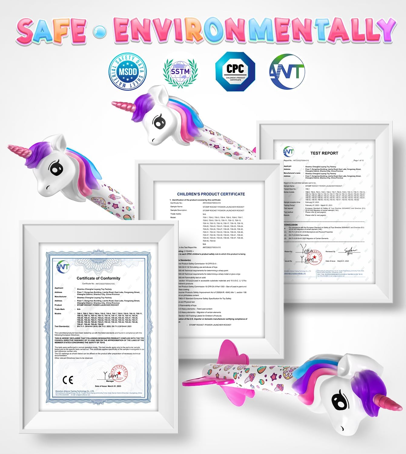 beefunni Lanzacohetes de unicornio para niñas, 4 juguetes de unicornio para exteriores, regalos de cumpleaños de Navidad para niñas de 2 a 4 a 6