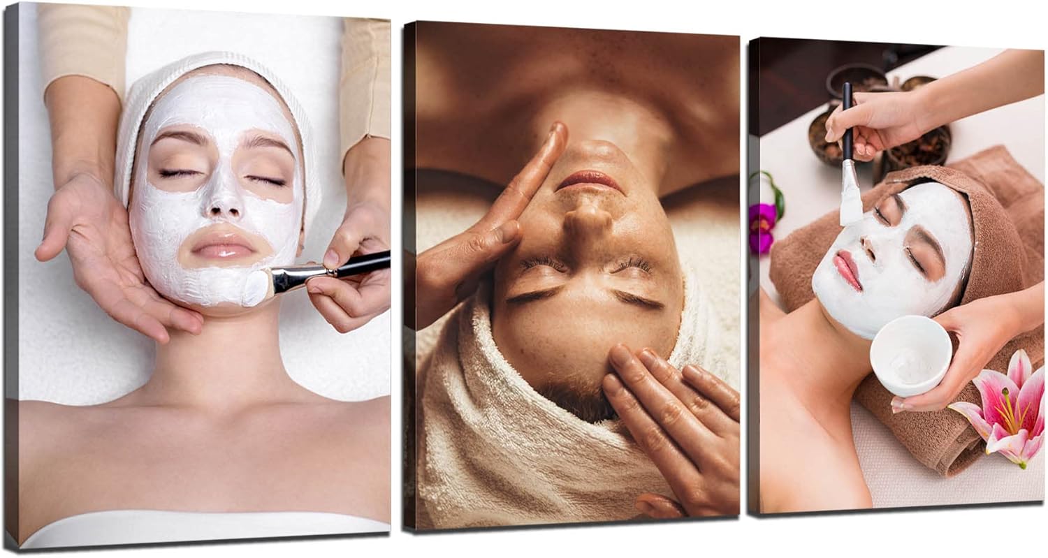 ARNLRDYA SPA Health Beauty – Arte de pared para masaje facial, impresiones en lienzo para decoración de pared, cuidado facial, pintura para spa,