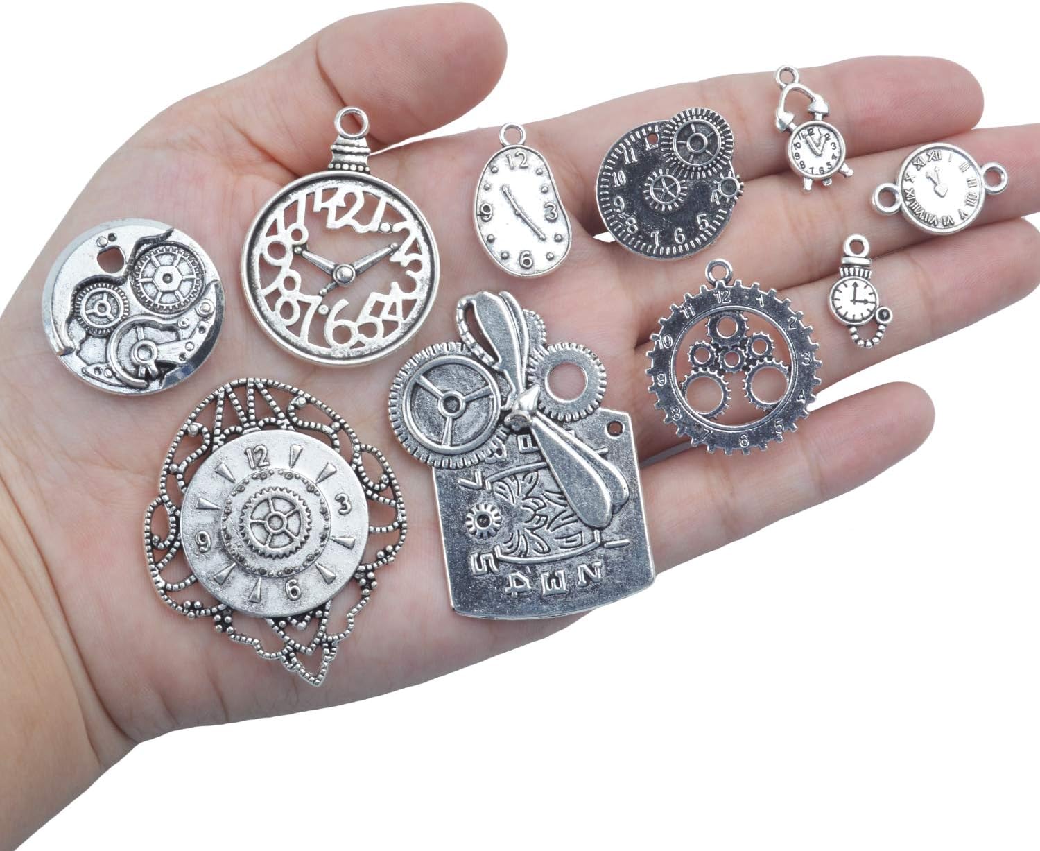 Aylifu Dije con dije de cara de reloj, 3.53 onzas, multiestilo, relojes y relojes, esfera de movimiento, engranajes, colgante steampunk, suministros