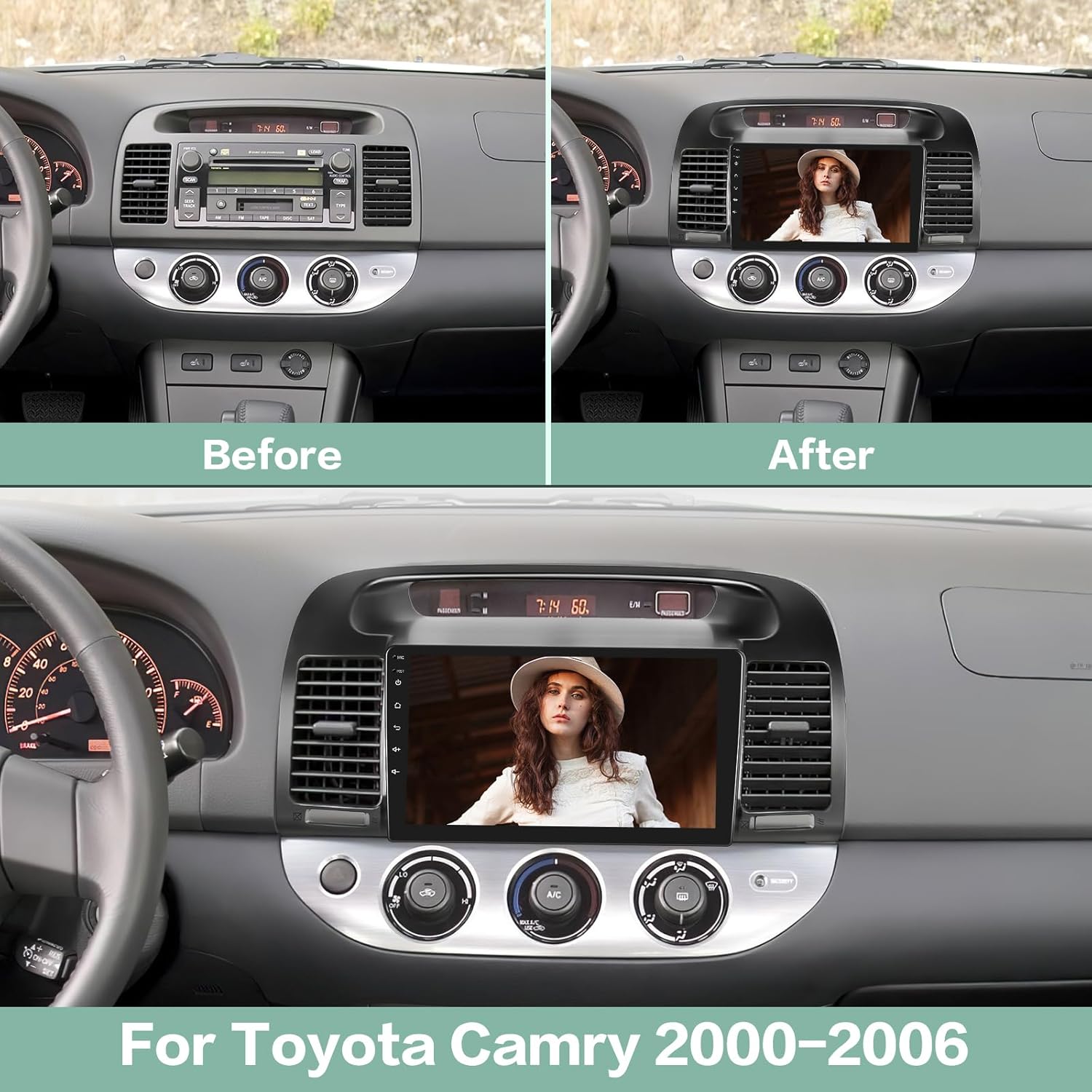 2G+64G Android 13 Radio de coche para Toyota Camry 2000 2001 2002 2003 2004 2005 2006, pantalla táctil estéreo de 9 pulgadas, Apple CarplayAndroid