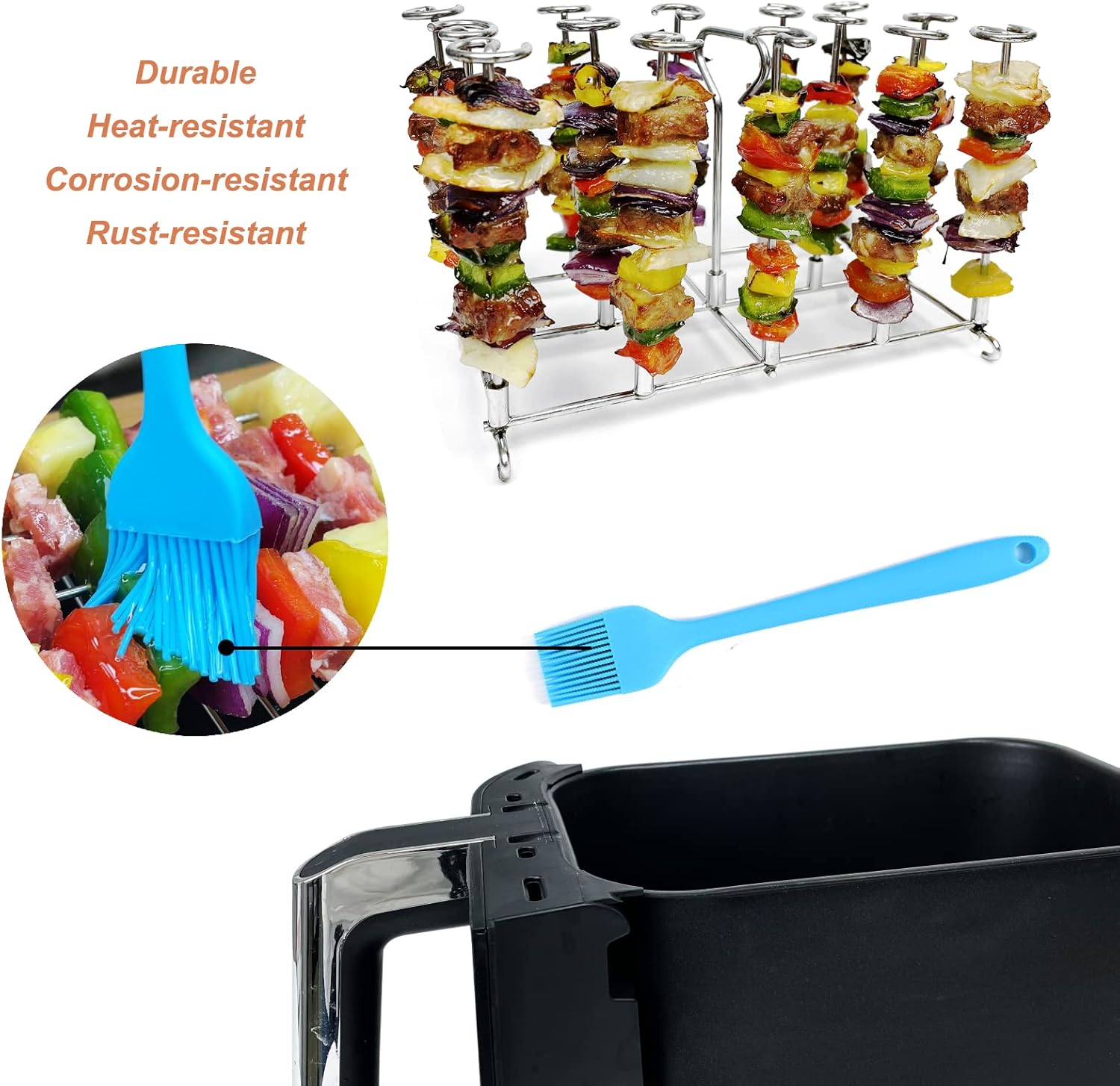 KINLYBO Soporte para freidora de aire para freidora de aire Ninja Foodi Dual Air Fryer DZ201, DZ401, estante deshidratador antiadherente de acero