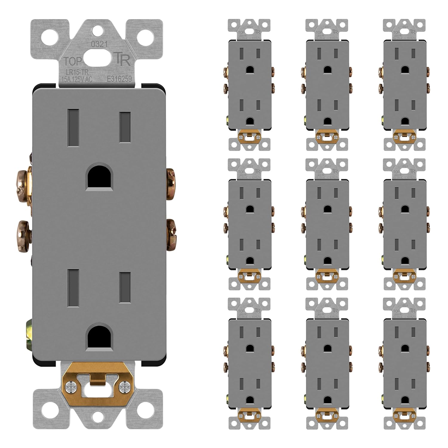 LIDER Receptáculo decorativo de acabado mate con cubierta facial intercambiable, salida de pared segura para niños, resistente a manipulaciones,