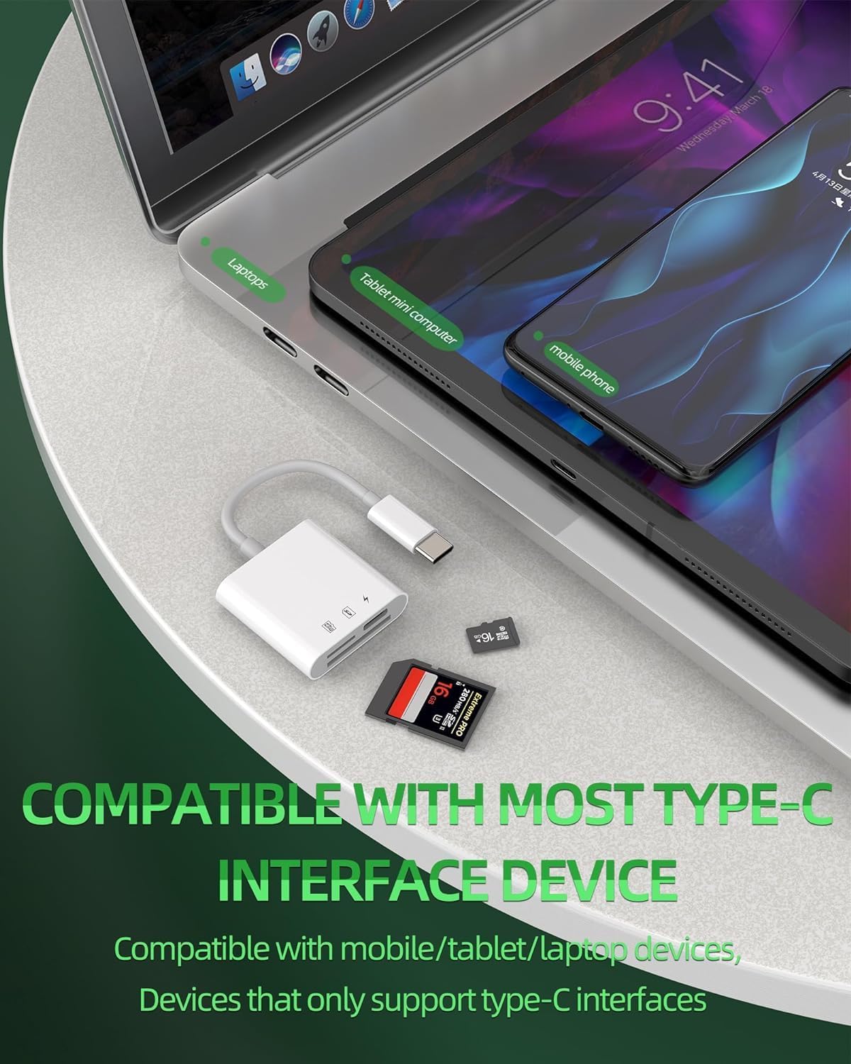 Lector de tarjetas USB C SD TF para iPhone 15 3 en 1 tipo C Trail adaptador de cámara lector de tarjetas Plug and Play Compatible para MacBook