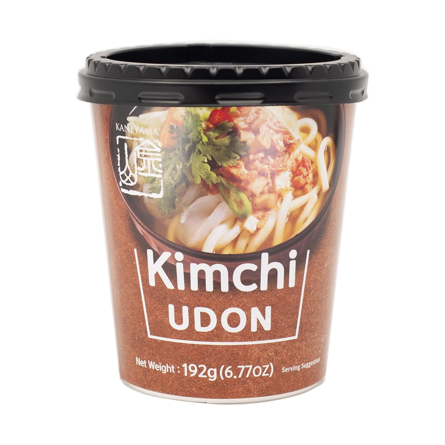 Kaneyama Taza de sopa de fideos, Udon de estilo japonés, sabor picante Shoyu-Kimchi, fideos frescos masticables instantáneos y aptos para
