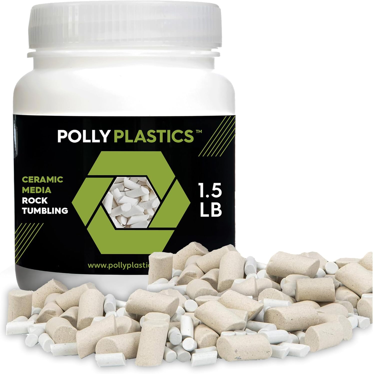 Polly Plastics Medios de relleno de cerámica de roca (tamaño de cilindro mixto pequeño y grande)  pellets de cerámica no abrasivos para todo tipo de