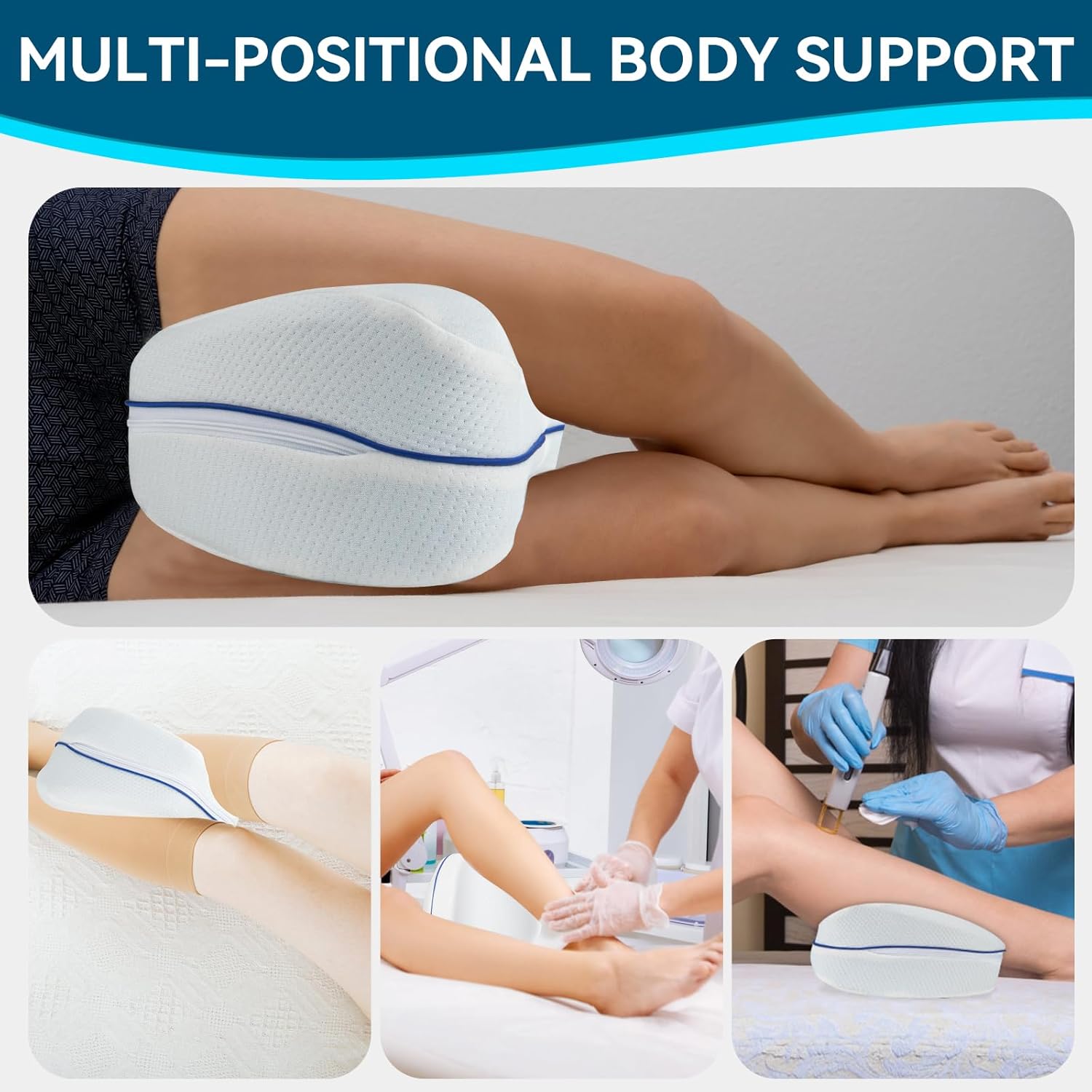 Almohadas de espuma para rodillas y piernas, almohada de apoyo para dormir para dolor de espalda, almohada de piernas para dormir de lado, cojín de