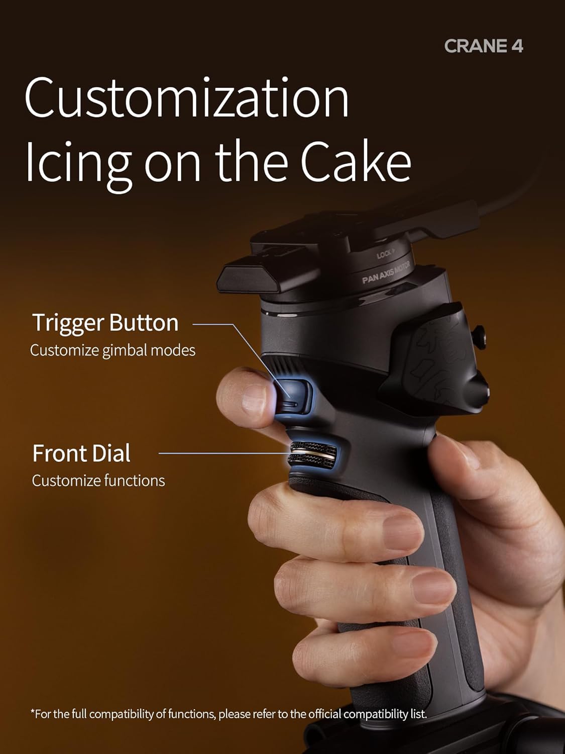 ZHIYUN Grúa 4 con control manual, estabilizador cardán de 3 ejes para cámaras réflex digitales y sin espejo, Nikon Sony Panasonic Canon Fujifilm
