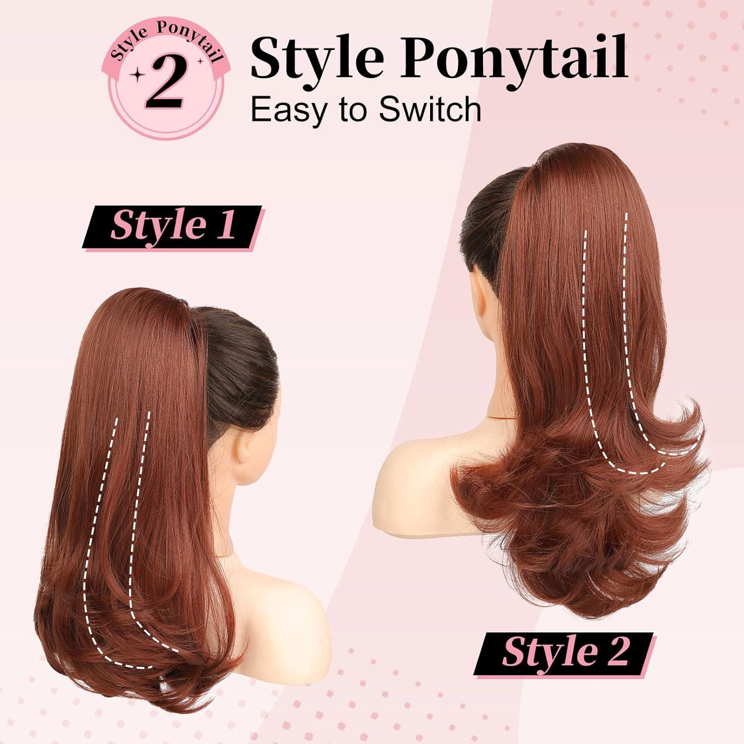 Extensión de cola de caballo con cordón, extensiones de cabello de cola de caballo de 18 pulgadas, extensiones de cabello largo ondulado y rizado,
