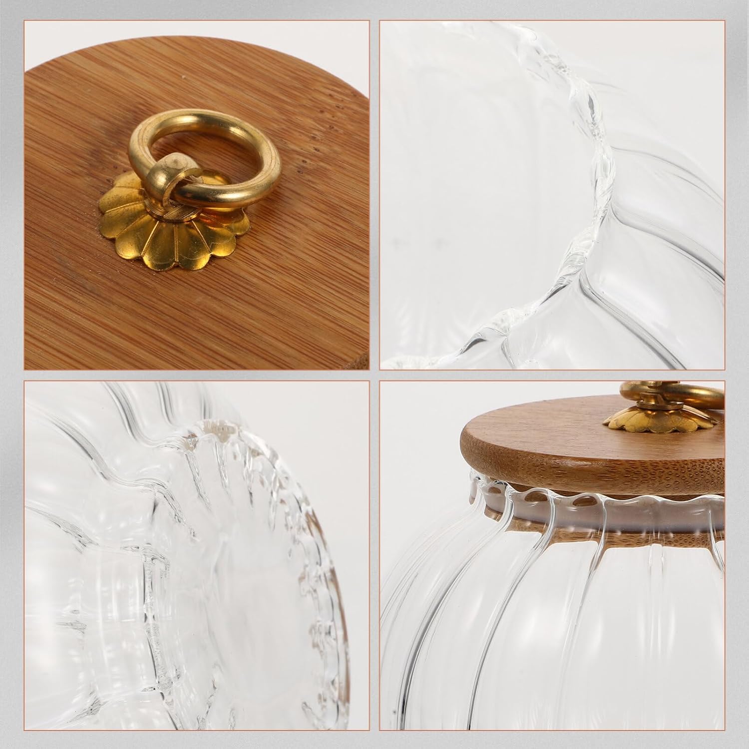 Yardwe Tarro de calabaza de cristal con tapa, tarro de caramelo de calabaza transparente con tapa hermética, pequeño recipiente de almacenamiento de