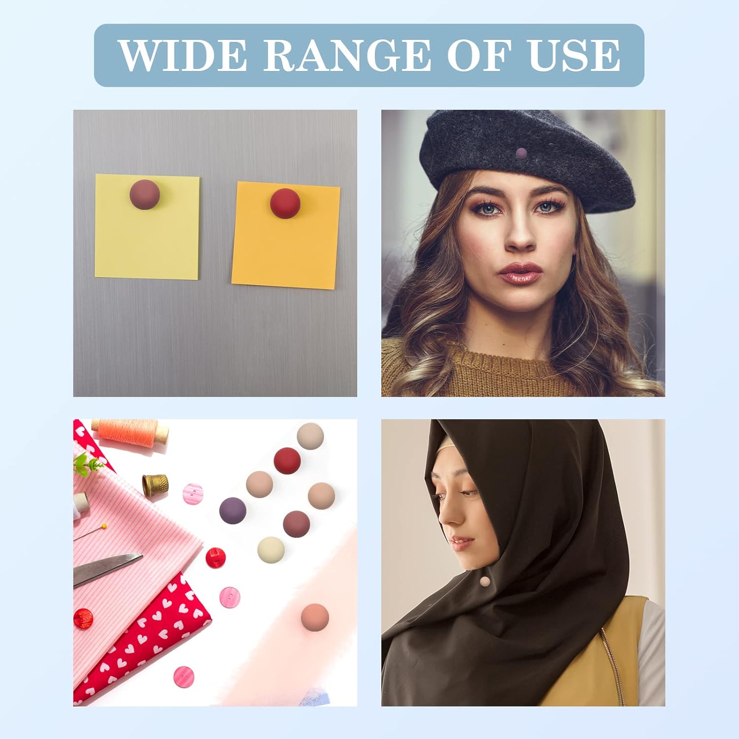 Strength – 8 pares de pines magnéticos para hijab, para mujer, para ropa, bufanda, hiyab, coloridos, multiusos, sin pines, para pequeños hiyab