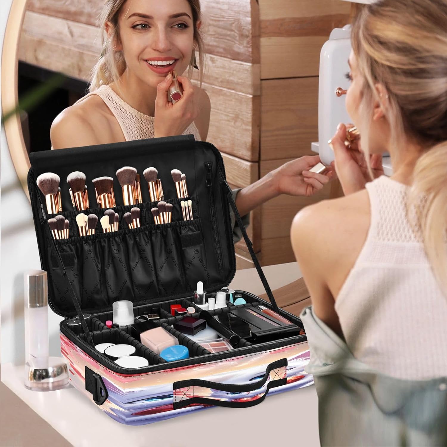 Happy Valentine’s Day Cute Cat zip cosmetic bag make up bag travelling make up bag organizator makeup bag for purse cosmetiquera de viaje para