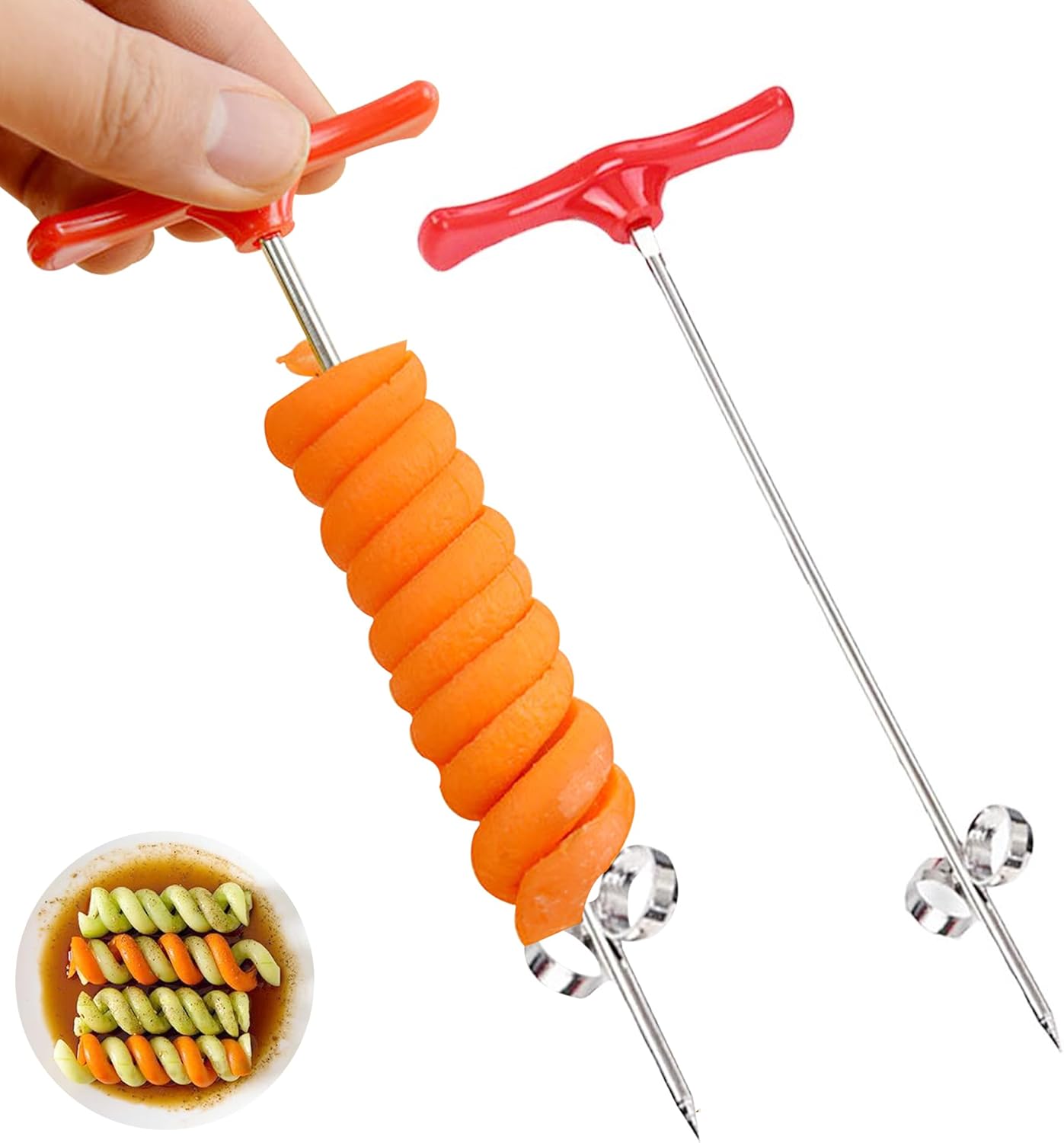 OXOX Dos Verduras Espiral Cuchillo Tallado Herramientas Plátano Pepino Ensalada Chopper Manual Espiral Tornillo Slicer Spiralizer