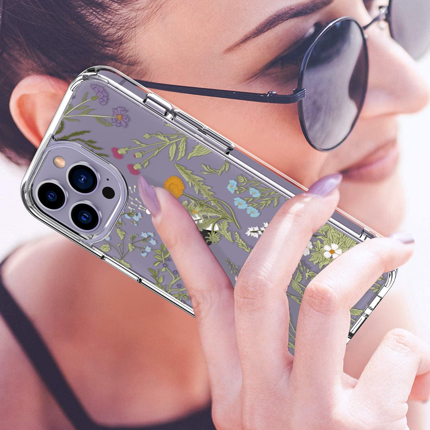 LUHOURI Funda para iPhone 15 Pro con protector de pantalla – Funda duradera transparente – Diseños de moda para mujeres y niñas – Funda protectora