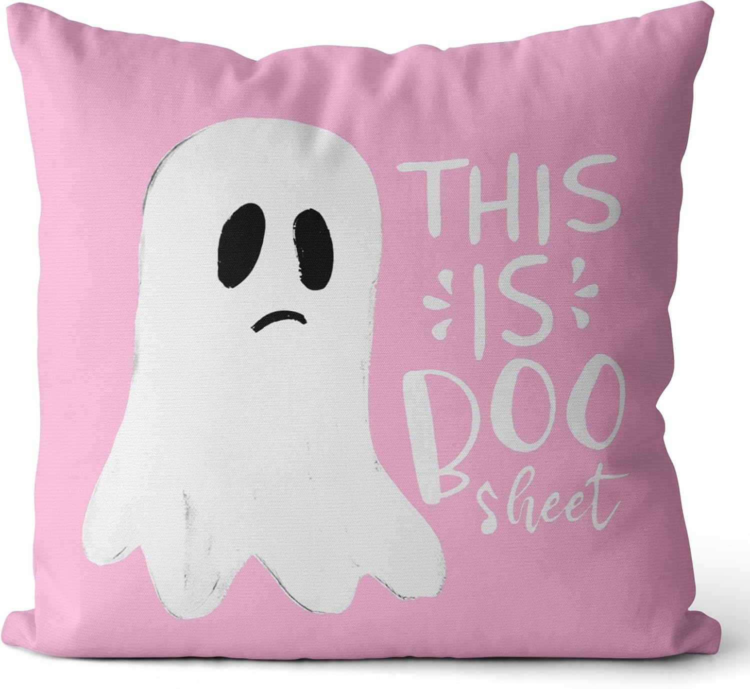Funda de almohada de Halloween rosa y blanca con fantasma, fundas de almohada lumbar, decoración al aire libre, almohadas decorativas para