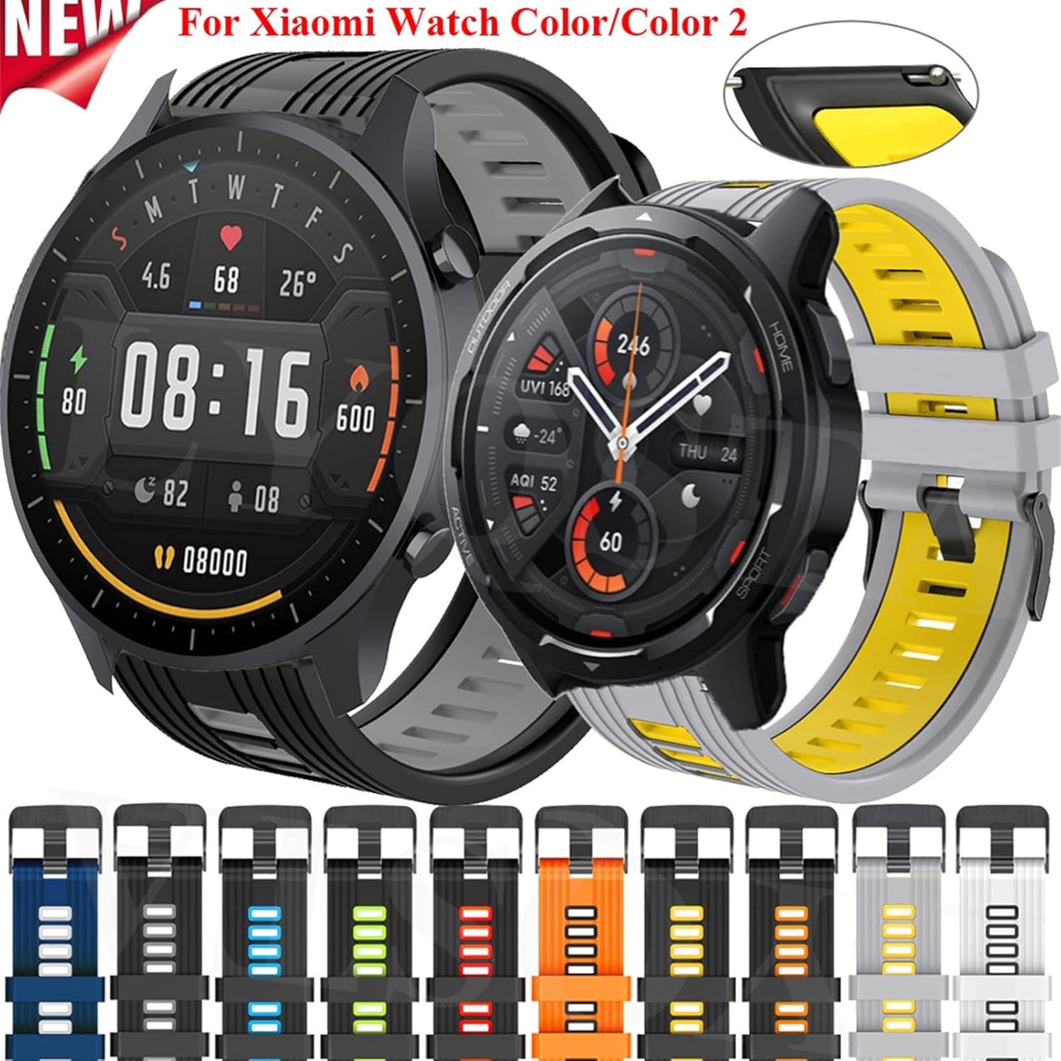 Correa de reloj inteligente de 0.866 in para reloj Xiaomi MIMI Watch Color 2 Correa de silicona de repuesto para pulsera de reloj (color estilo E,
