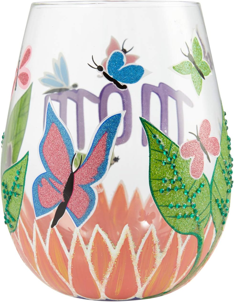 Enesco Designs by Lolita Mom You Helped Me Fly – Copa de vino artesanal sin tallo, pintada a mano, 1 unidad (paquete de 1), multicolor