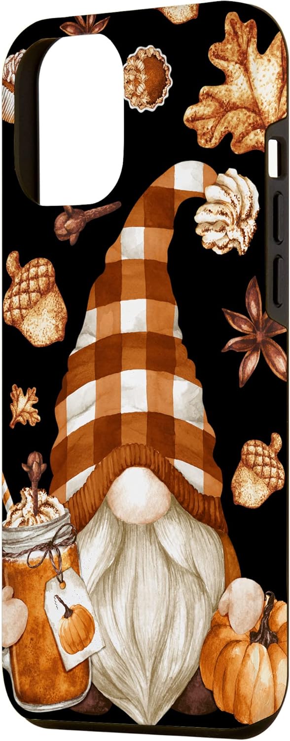 iPhone 14 Pro Max lindo patrón de Acción de Gracias para Autum Gnomo Love Pumpkin Spice Case