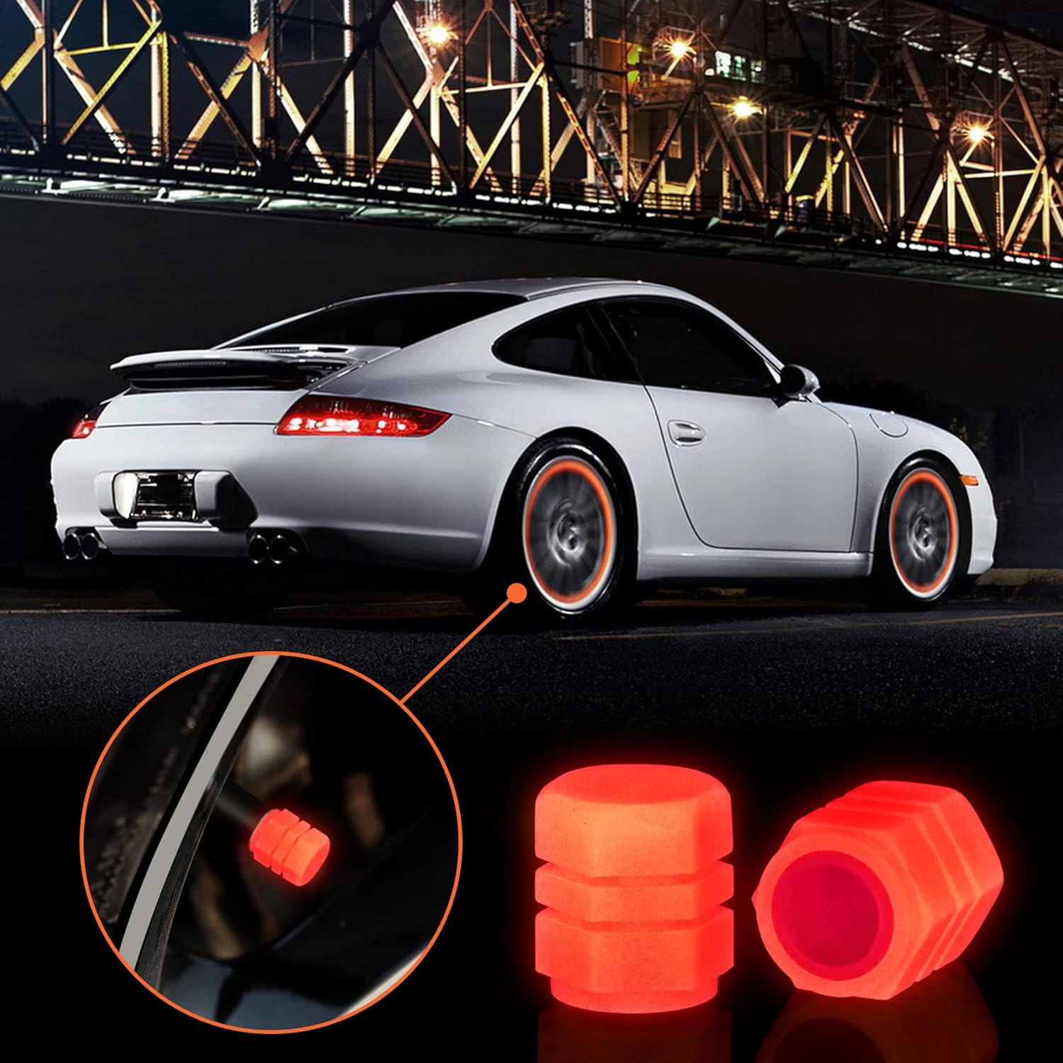 PAGOW 20 tapas de aire para neumáticos luminosos que brillan en la noche, con luces fluorescentes, para automóvil, SUV, motocicletas, camiones,
