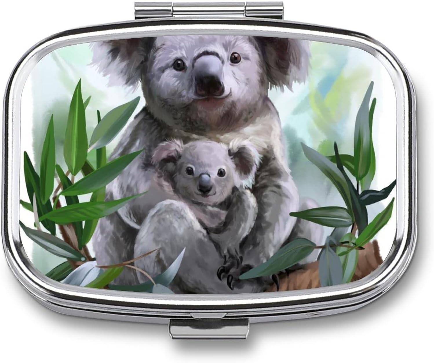 Koala Painting – Pastillero pequeño, organizador de pastilleros de metal con cerradura, mini caja de medicina portátil, caja de vitaminas diaria a