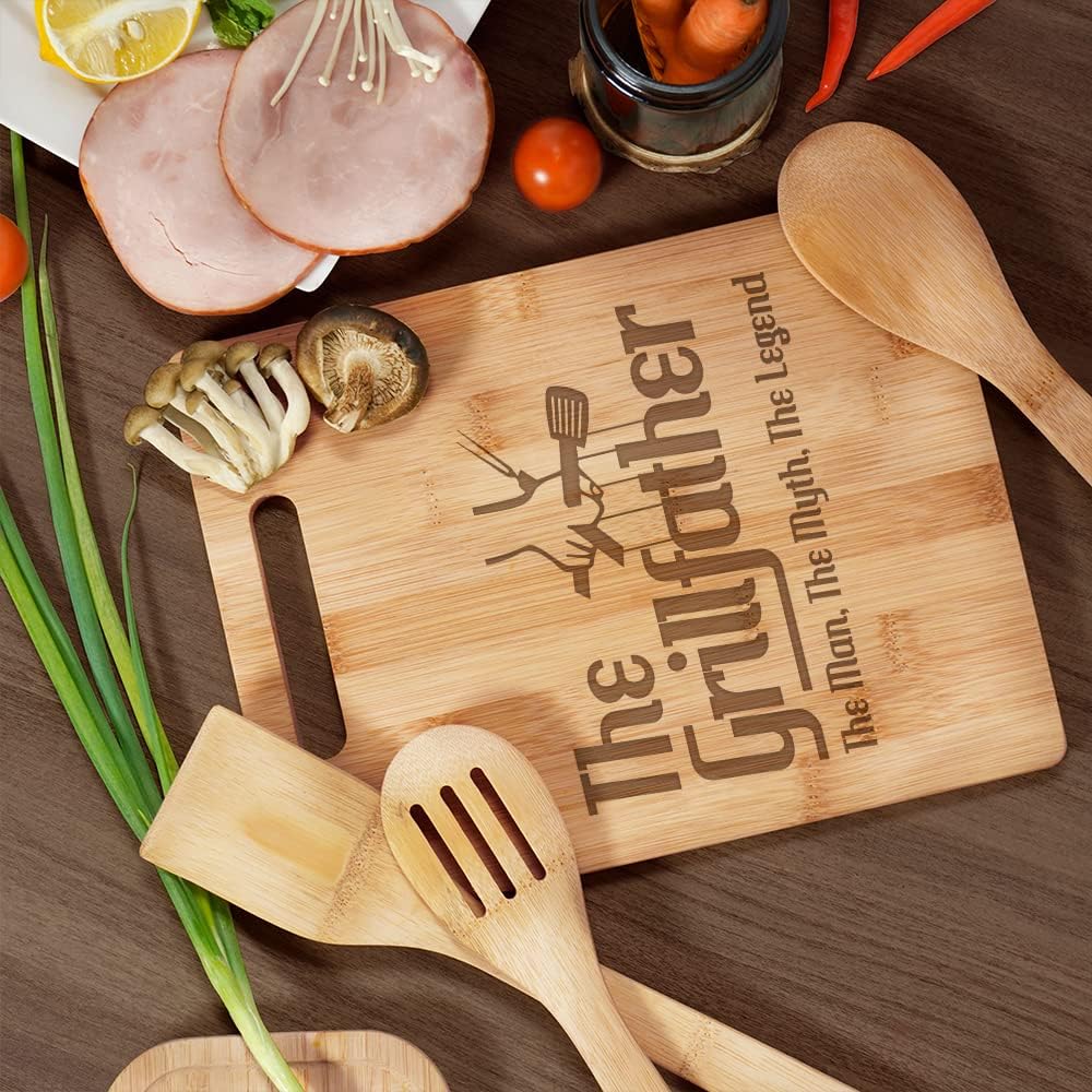 Tabla de cortar para papá, The Grillfather The Man The Myth, The Legend, regalos para papá en cumpleaños, juego de regalo de tabla de cocina de