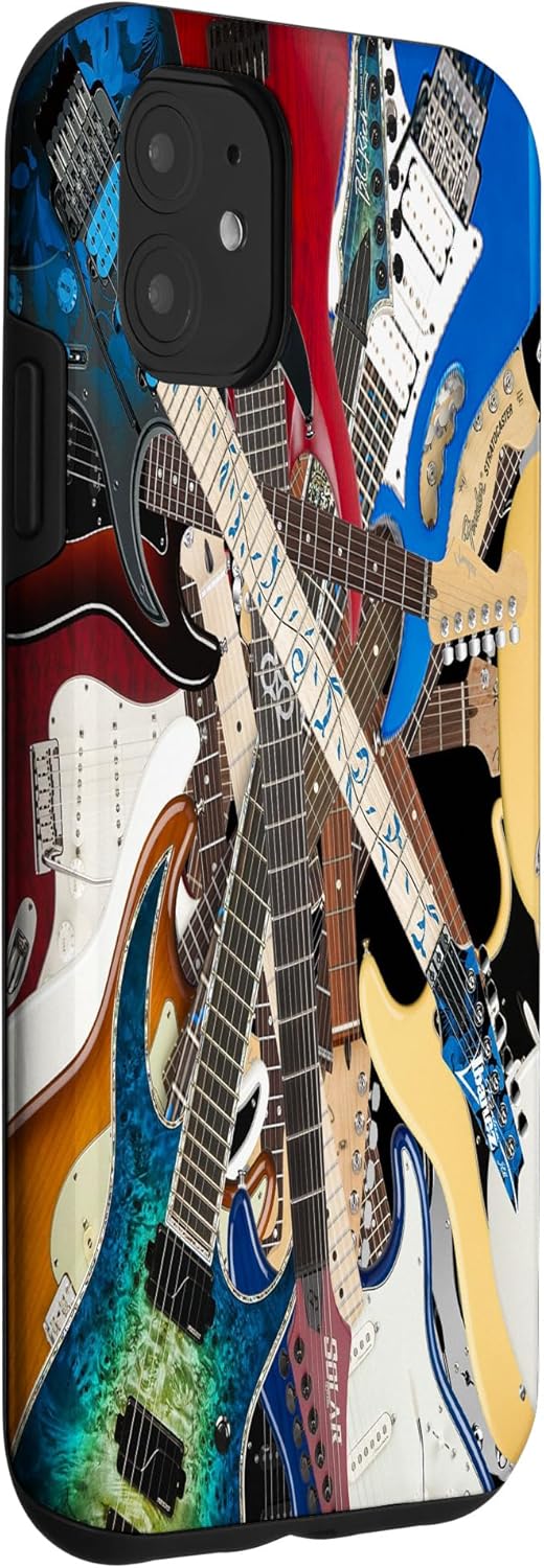 Funda para guitarra eléctrica para iPhone 11 con diseño de bajo