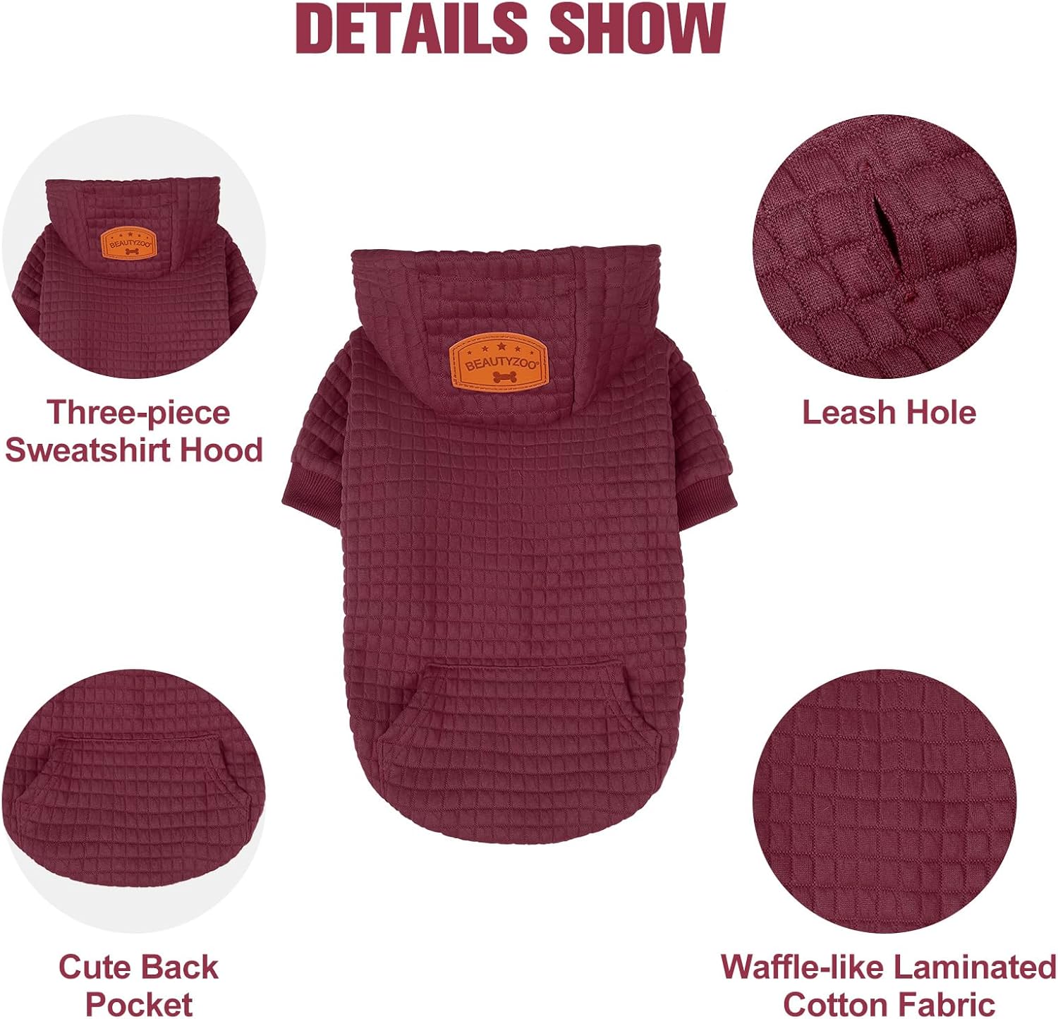 BEAUTYZOO Sudadera con capucha para perros pequeños, medianos y grandes, ropa cálida para perros de invierno y otoño, ropa cálida para cachorros,