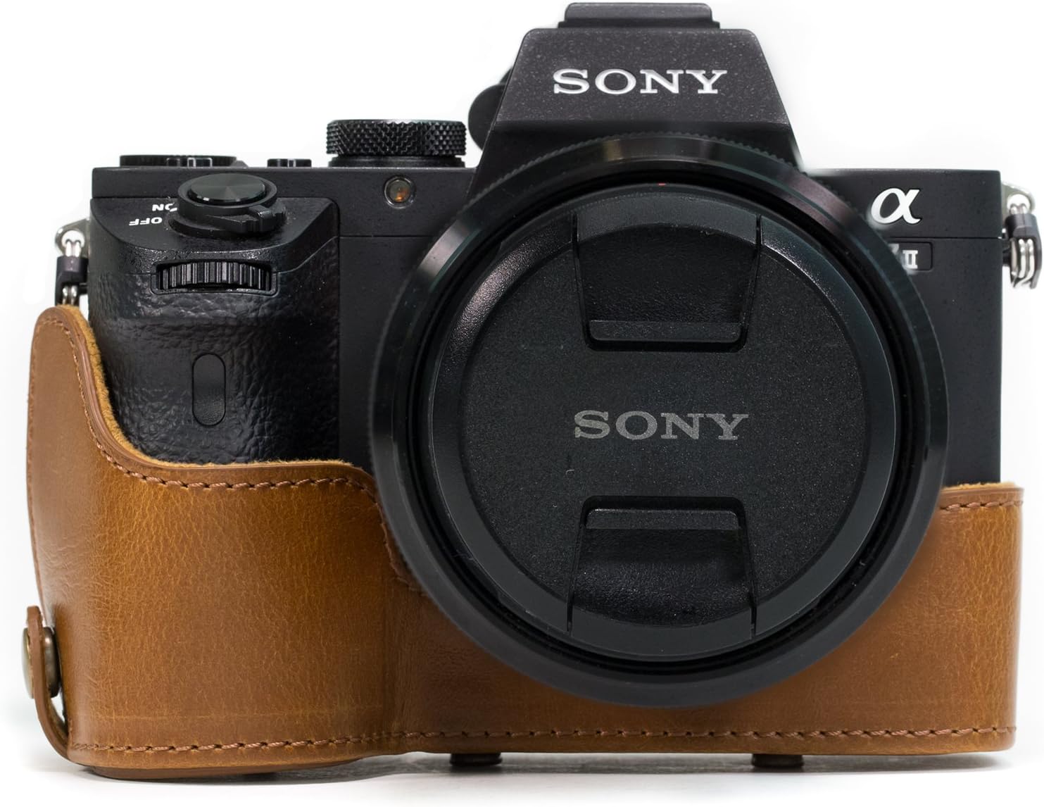 MegaGear Sony Alpha A7S II, A7R II, A7 II (1.102-2.756 in) Ever Ready – Funda de piel para cámara y correa con acceso a la batería, color marrón