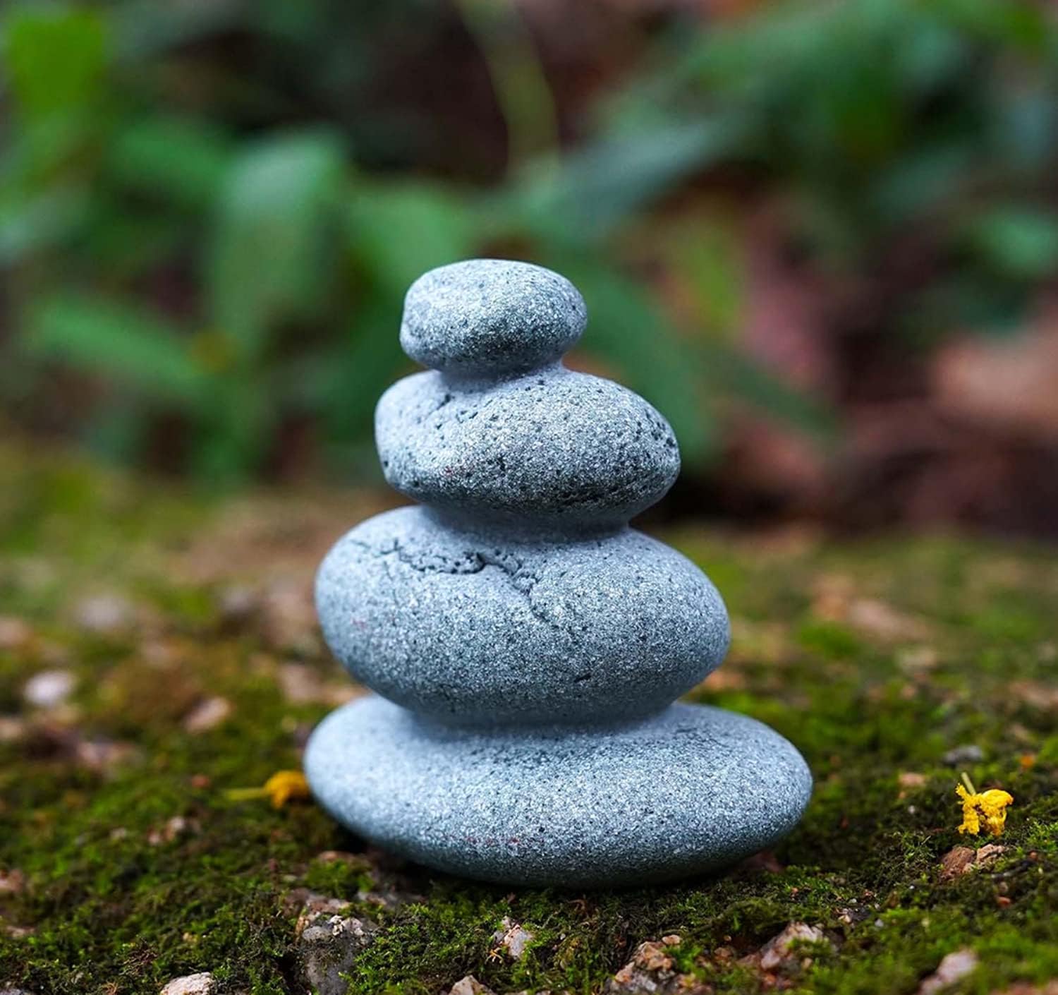 2 piezas de piedras apilables zen, estatuas de rocas hechas a mano, decoración de jardín japonés, accesorios de meditación de yoga relajante para