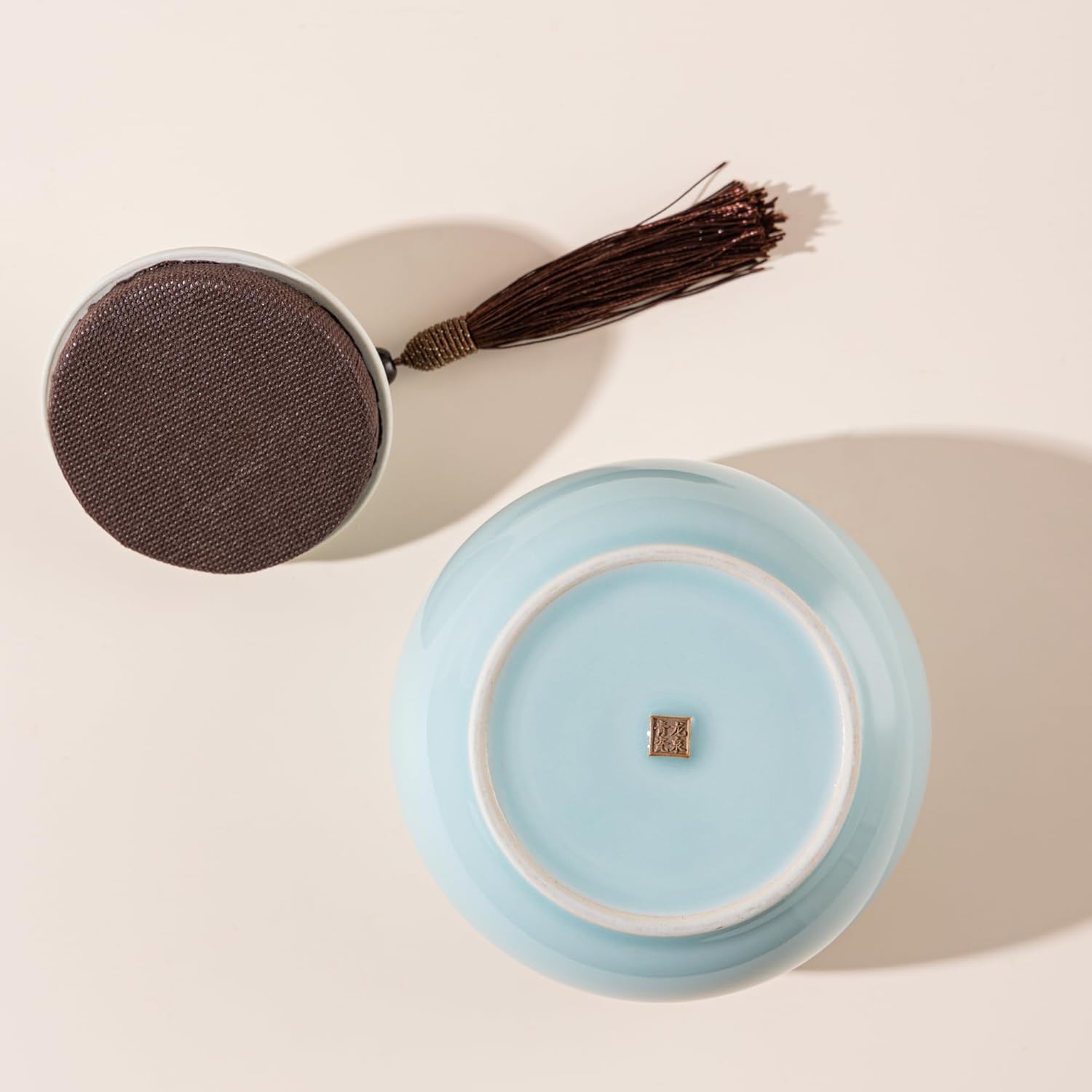 Longquan Celadon – Tarro de almacenamiento de té suelto, recipiente hermético de porcelana verde de 20 onzas líquidas, recipiente hermético de