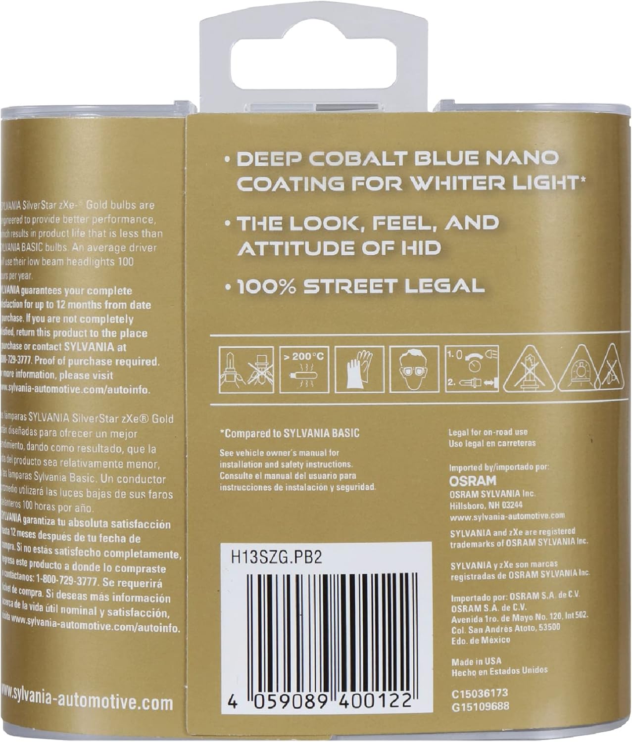 SYLVANIA – Bombilla halógena H13 (9008) SilverStar zXe GOLD de alto rendimiento para faros delanteros – Salida de luz blanca brillante, mejor