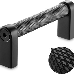 KOOFIZO Tirador de gabinete moleteado Manija negra para muebles, distancia entre tornillos de 3 pulgadas, paquete de 5 unidades P22 para puerta de KOOFIZO Tirador de gabinete moleteado Manija negra para muebles, distancia entre tornillos de 3 pulgadas, paquete de 5 unidades P22 para puerta de