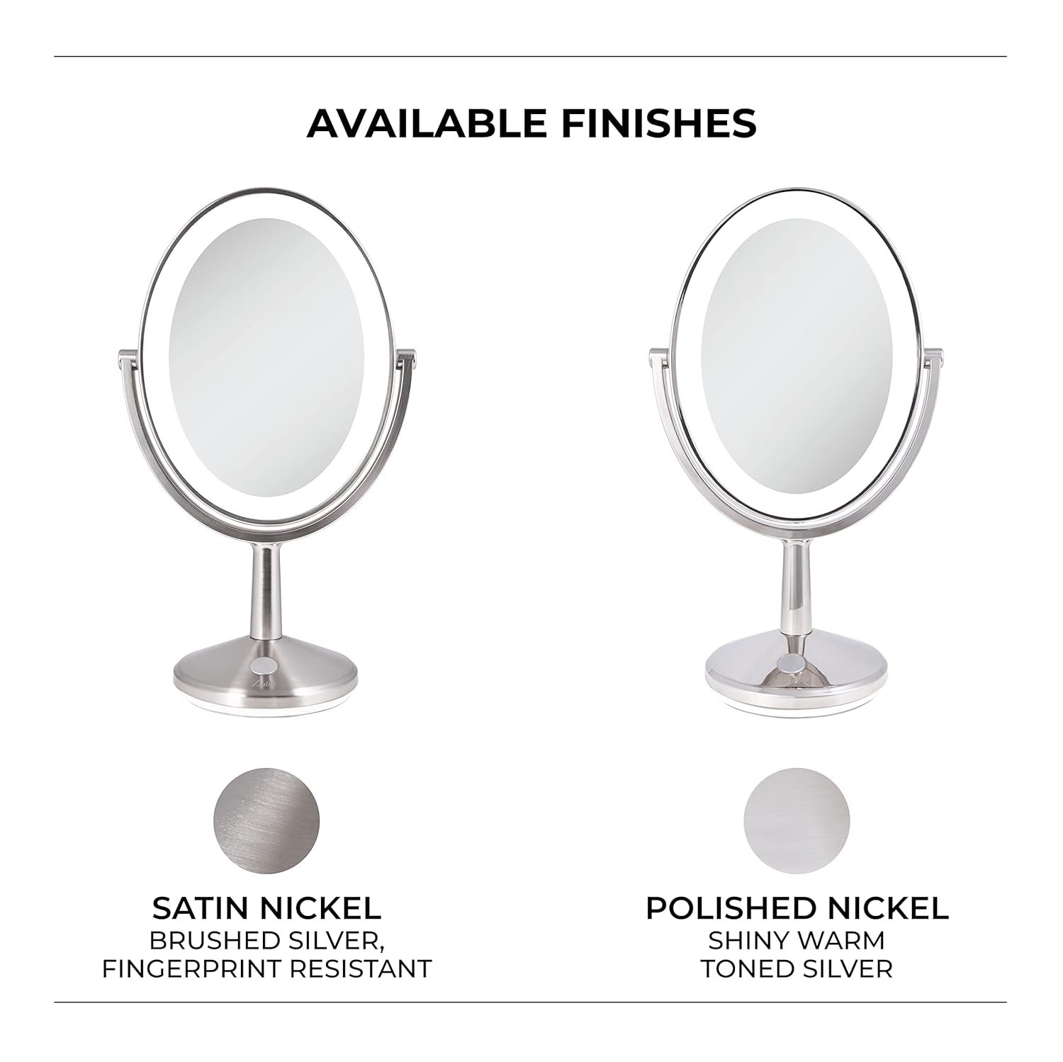 Zadro 9″ Oval Cordless LED Lighted Makeup Mirror with Magnification 5X1X Touch Pad Makeup Mirror with Lights USB Port