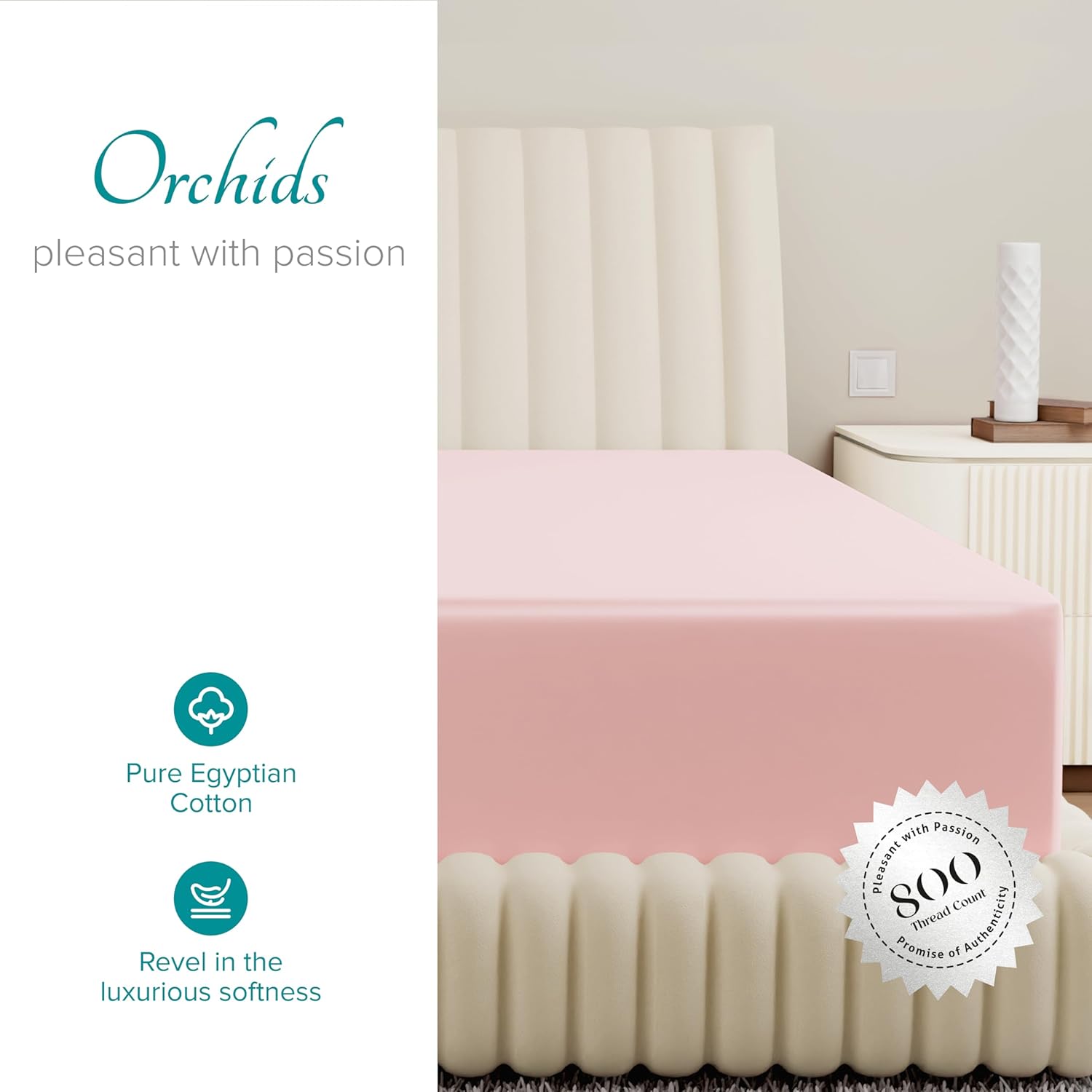 Carressa Linen Sábana bajera ajustable 100% algodón tamaño individual  Sábana bajera de 800 hilos de algodón lujosamente suave, duradera,