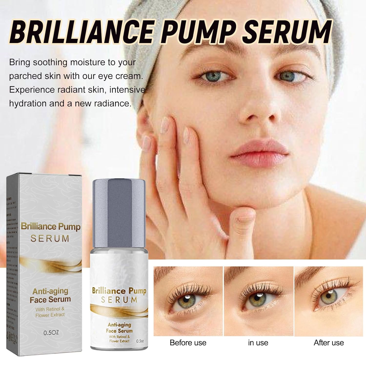VEADONS Brilliance Pump Serum, suero facial antienvejecimiento, reduce las líneas finas y arrugas, aumenta el colágeno, hidrata los poros, adecuado