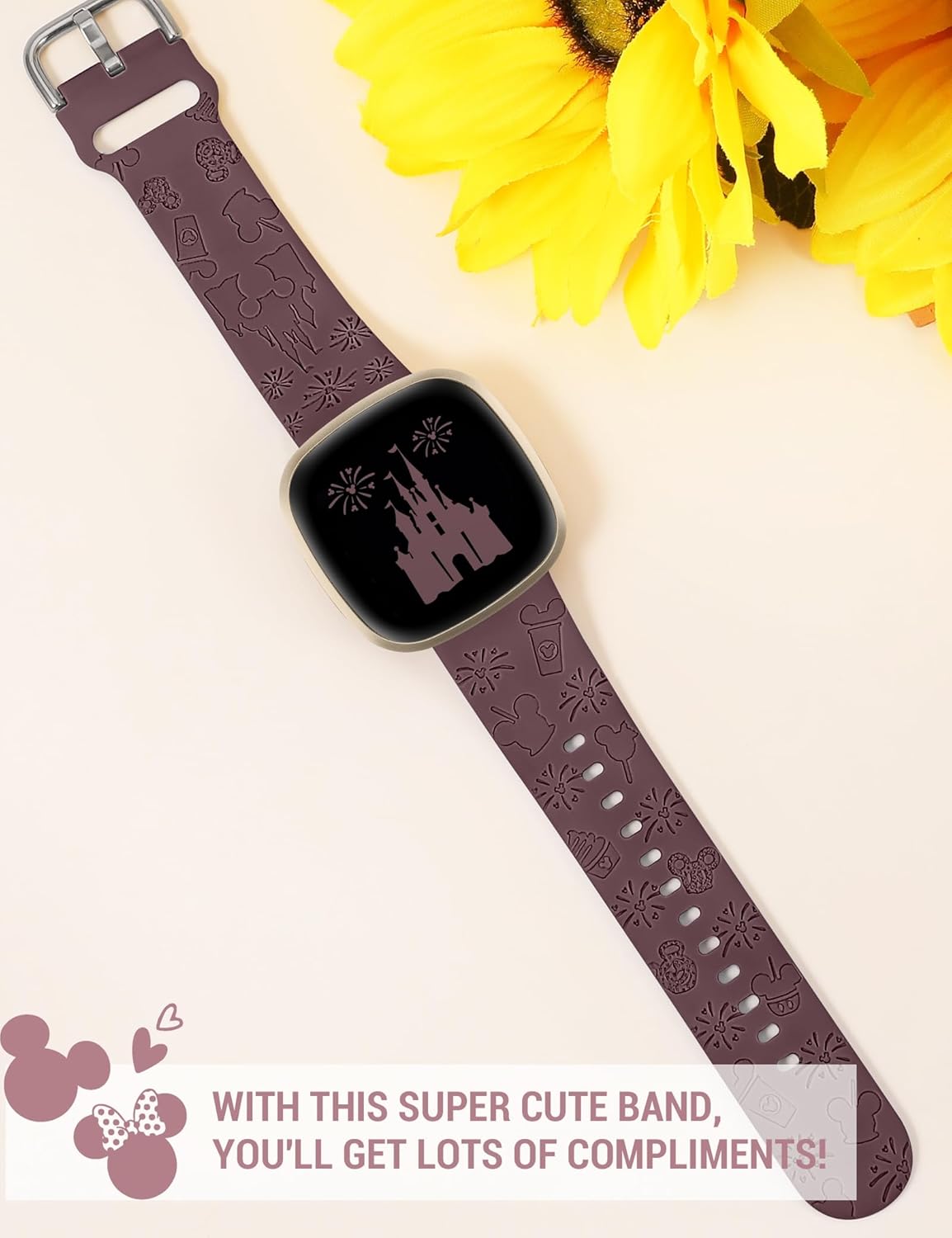 Correa grabada de dibujos animados compatible con Fitbit Versa 4Versa 3Sense 2Sense Bandas para mujeres y hombres, correas de repuesto de silicona