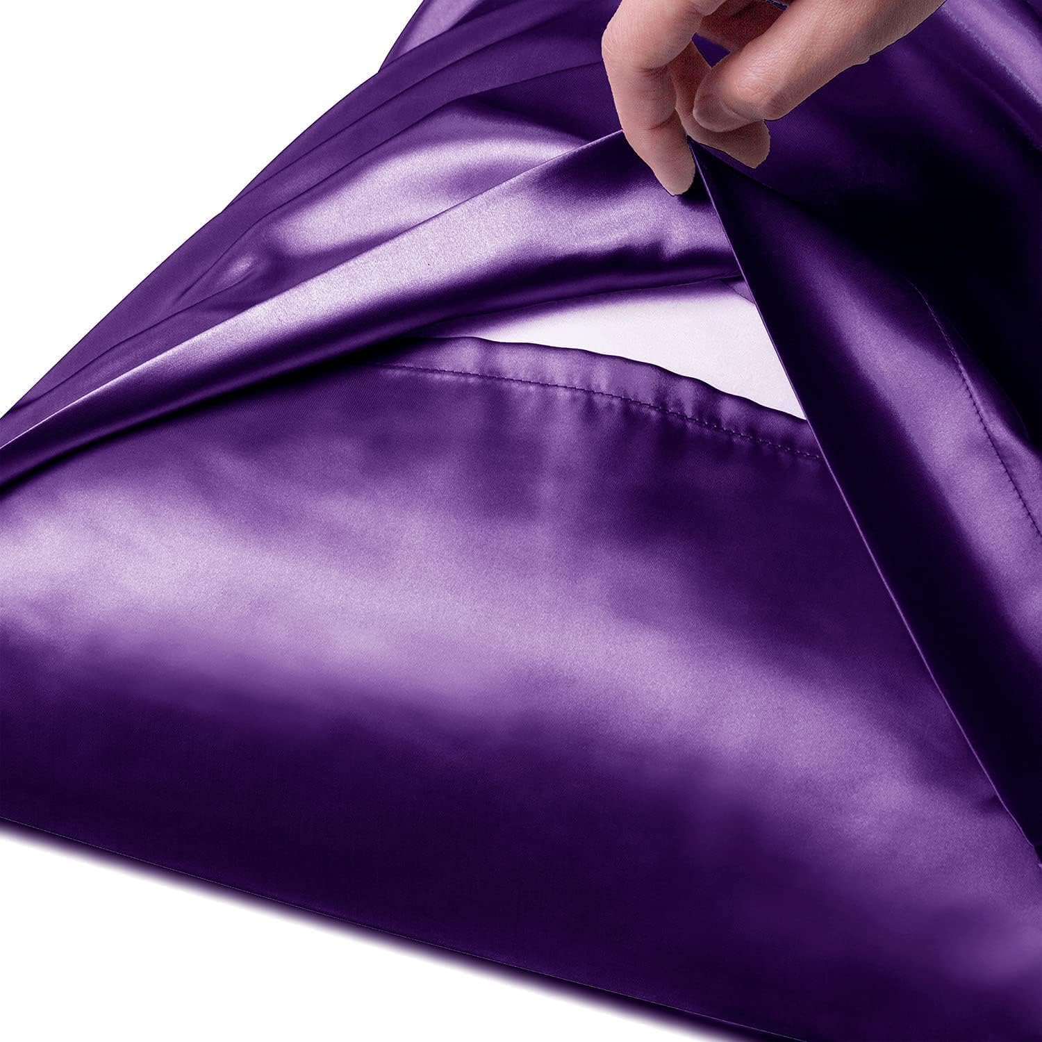 Konnect – Juego de 2 fundas de almohada turcas sedosas para cabello y piel, paquete de 2 fundas de almohada Queen con cierre de sobre, satén turco
