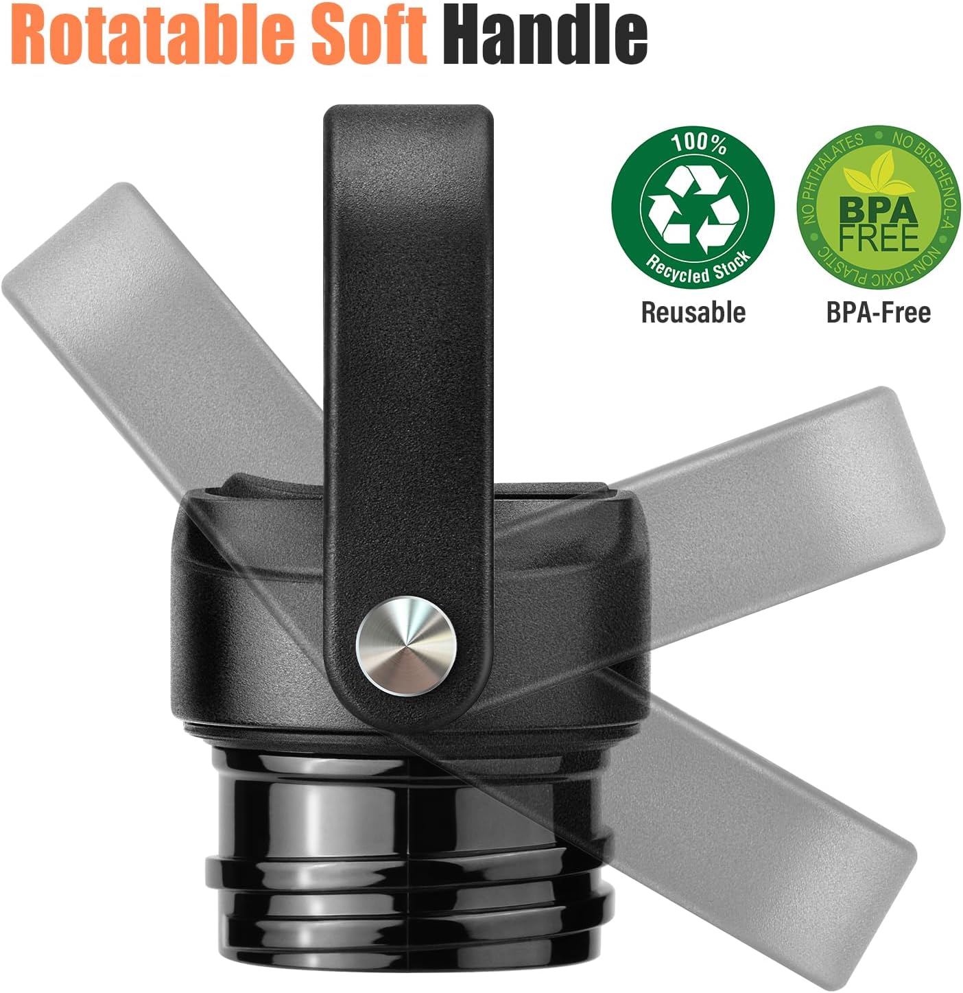 Tapa de popote para boca estándar Hydro Flask, tapa de popote compatible con Hydroflask boca estándar de 18, 21, 24 onzas, tapa deportiva superior