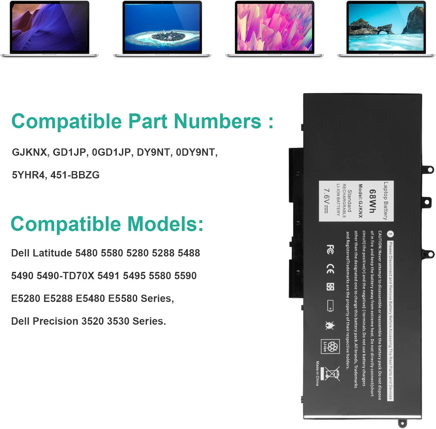 TREE.NB Batería compatible con Dell Latitude 5480 5580 5280 5288 5488 5490 5490-TD70X 5491 5495 5580 5590 E5280 E5288 E5480 E5580 Series, Dell