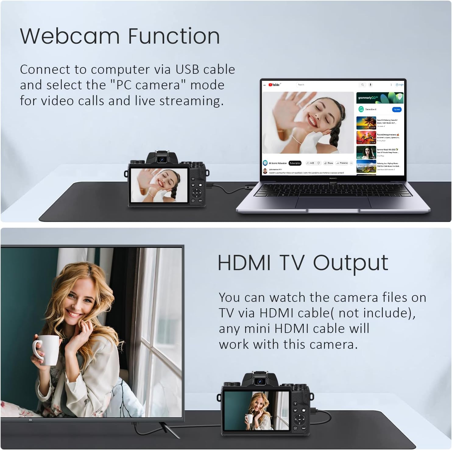 Saneen Cámara digital, cámaras 4K para fotografía y video, cámara de vlogging con pantalla táctil WiFi de 64 MP para YouTube con Flash, tarjeta SD