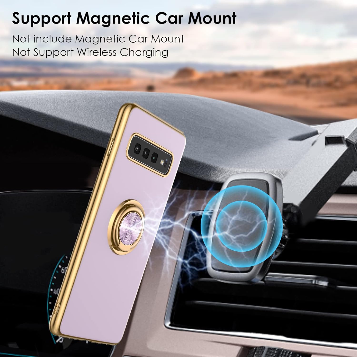 ZTOFERA Funda compatible con Samsung Galaxy S10, galvanizadas antiarañazos con soporte de anillo de 360, TPU suave y flexible a prueba de golpes,