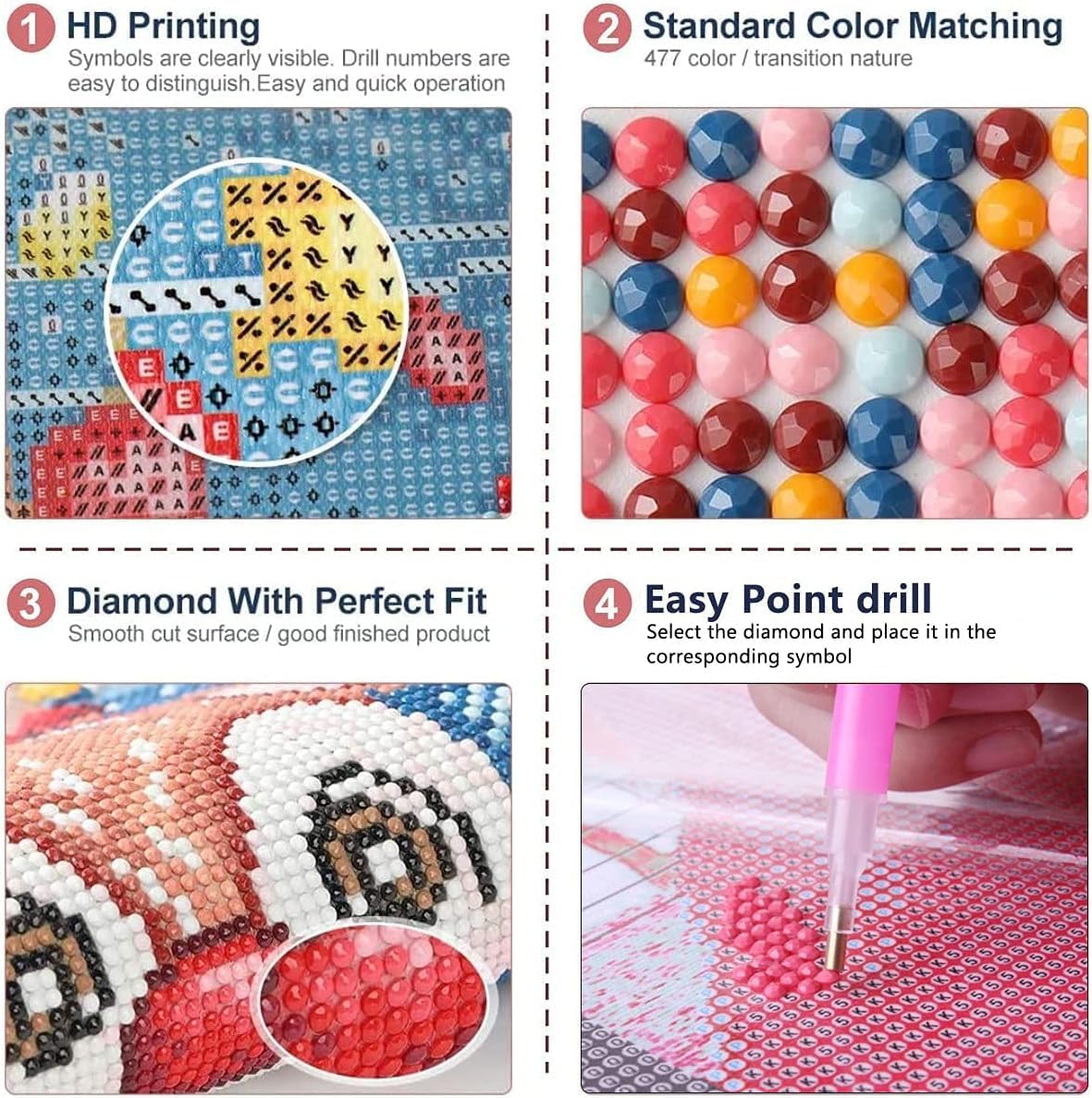 Coloridos kits de arte de diamantes de dragón para adultos, arte de diamantes 5D para adultos principiantes, pinturas de taladro completo con gemas