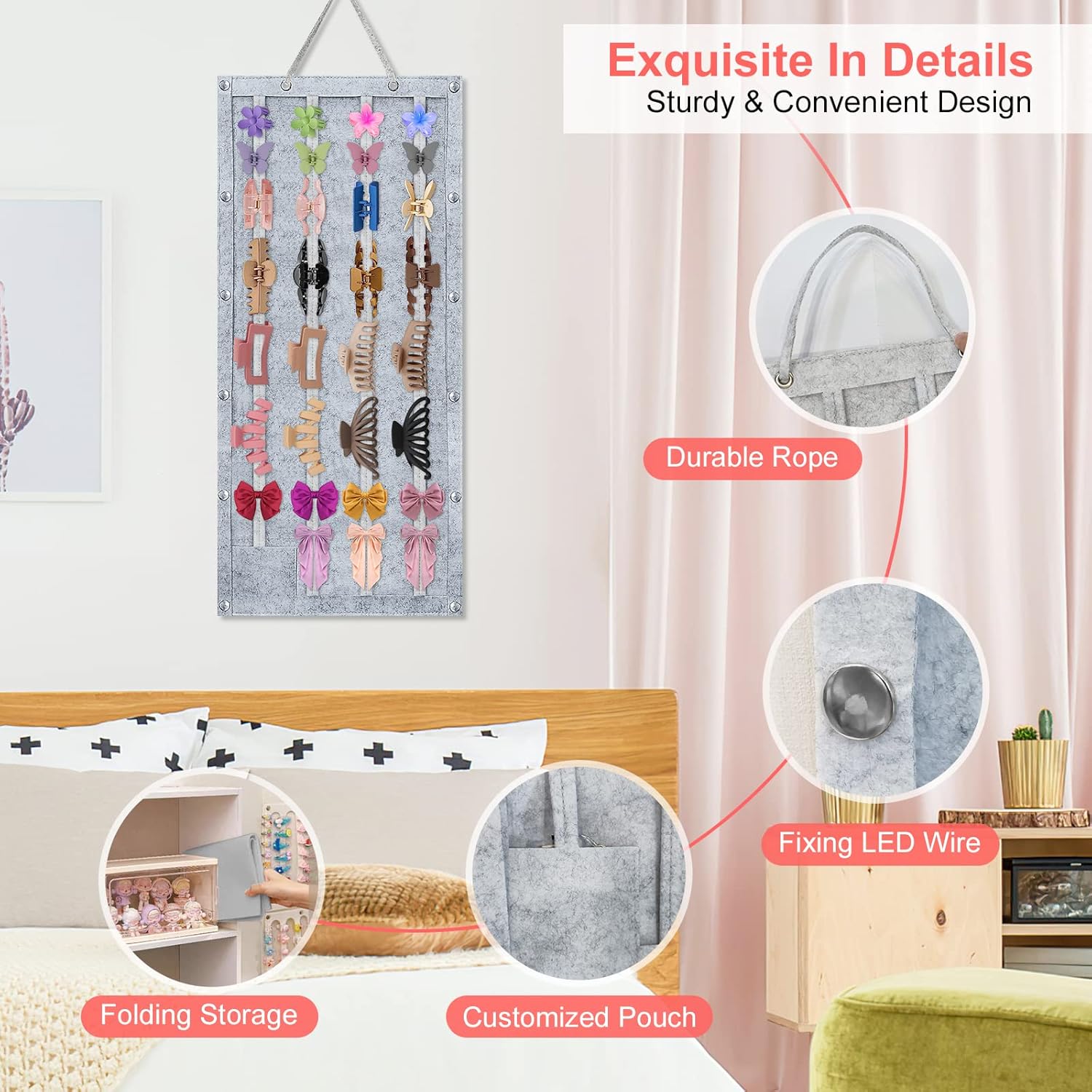Shinning – Organizador de pinzas para el cabello, organizador grande de pinzas LED para el cabello para niñas, sin olor, duradero, para mujeres,