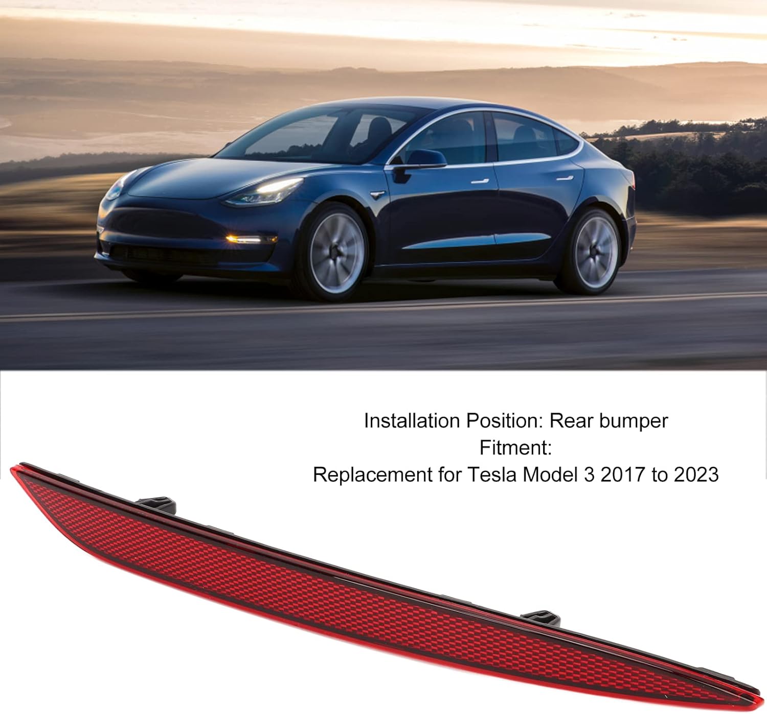 Reflector de parachoques trasero para Tesla Model 3 2017 a 2023, lente roja, luz reflectora trasera de automóvil, repuesto de luces de parachoques