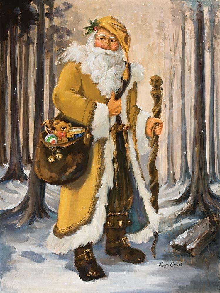 Posterazzi Collection Golden Santa Poster Print by Susan Comish (24 x 18)
