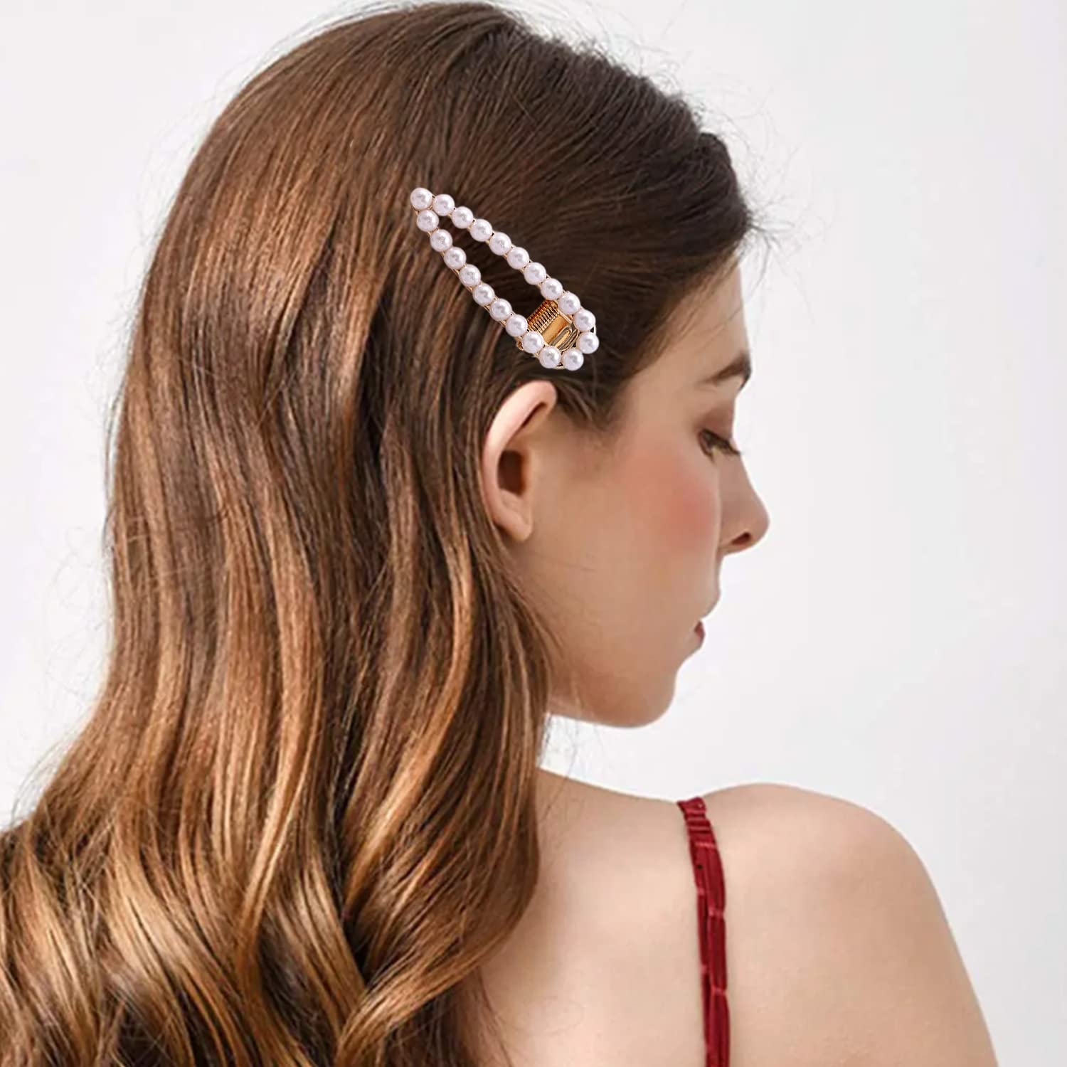 AAPAH 6 pinzas para el cabello, pinzas para el cabello con perlas, pasadores de pelo hechos a mano, elegantes horquillas en forma de hoja, juego de