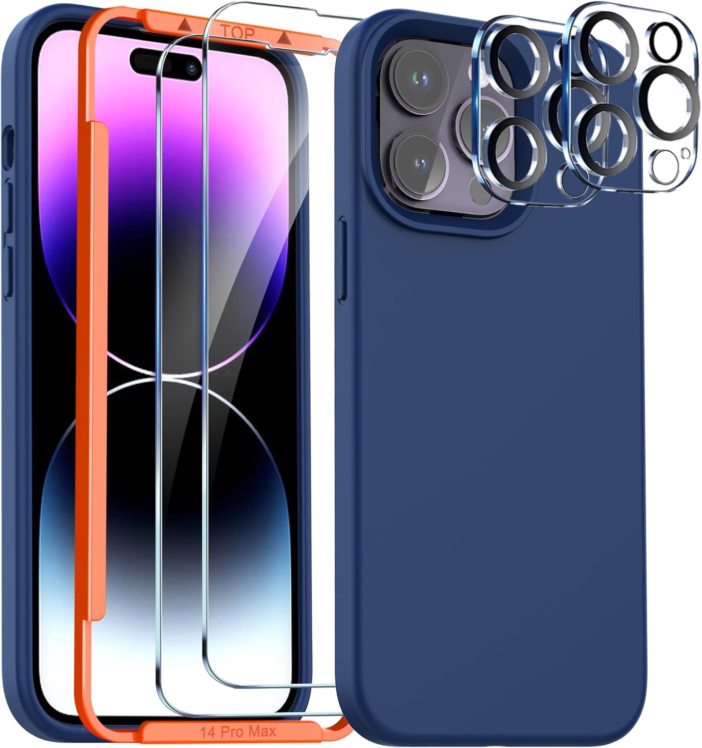TIQPOUA Funda de silicona líquida para Apple iPhone 14 Pro Max, accesorios a prueba de golpes, delgada, suave, adecuada para Magsafe, con 2