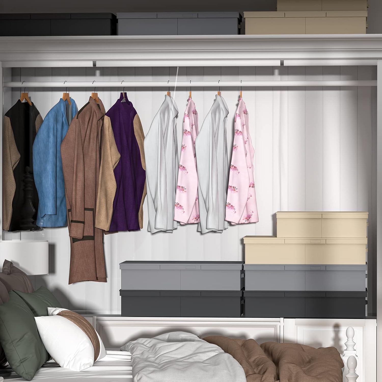 Contenedores de almacenamiento debajo de la cama con tapas, paquete de 2 contenedores de almacenamiento plegables y apilables, organizador de