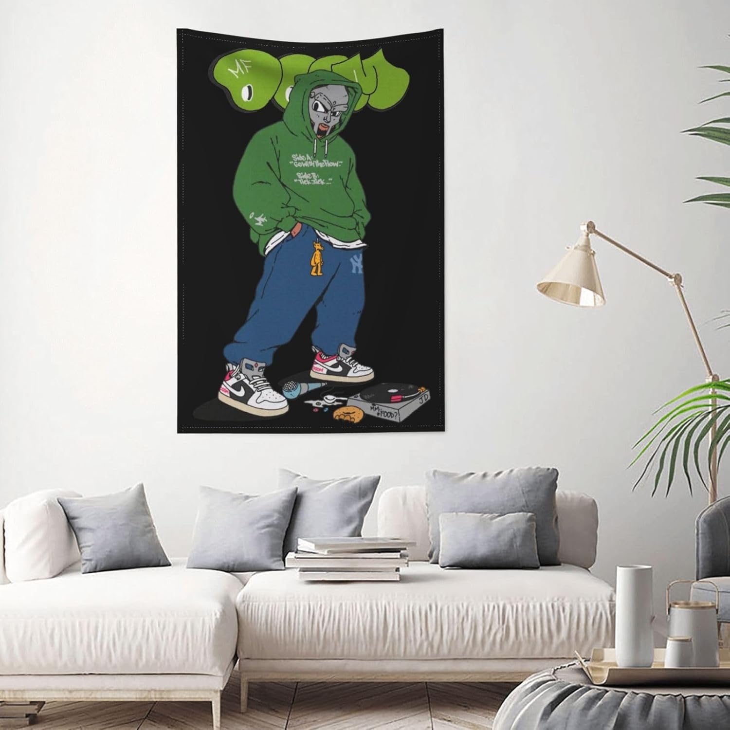 Elzab Mf Doom – Tapiz de franela suave para colgar en la pared, manta decorativa para el hogar, sala de estar, 60 x 40 pulgadas