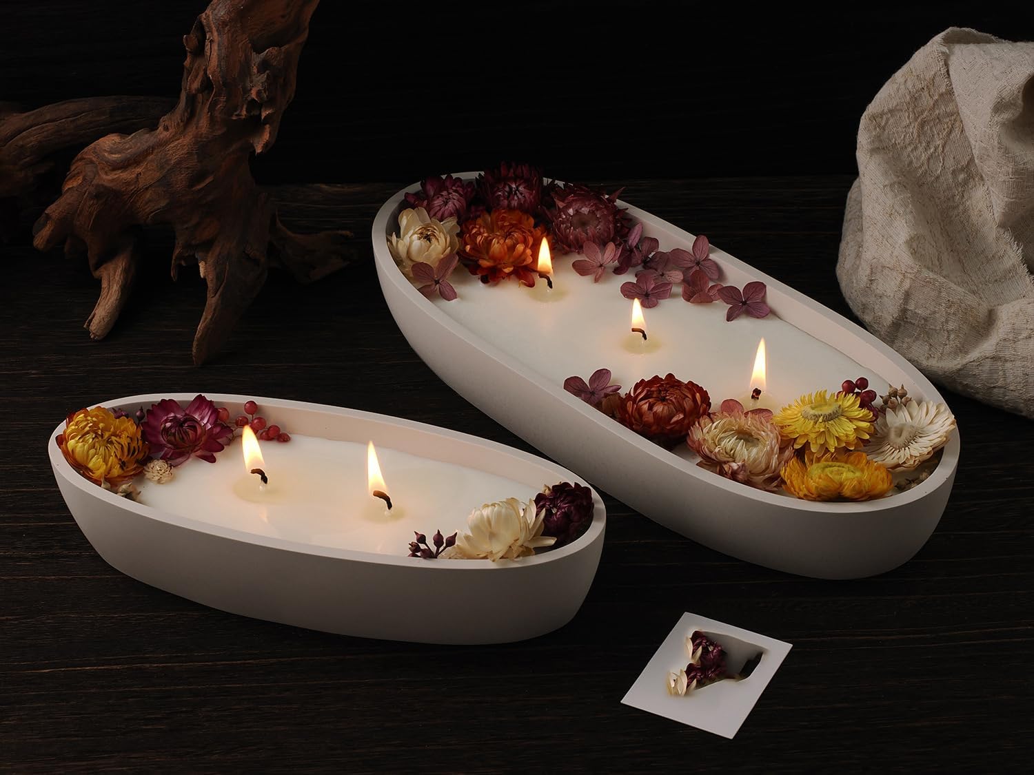 LSLEVA Moldes ovalados para tarros de velas, moldes creativos de silicona para tazas, bandeja de almacenamiento de contenedor de hormigón para